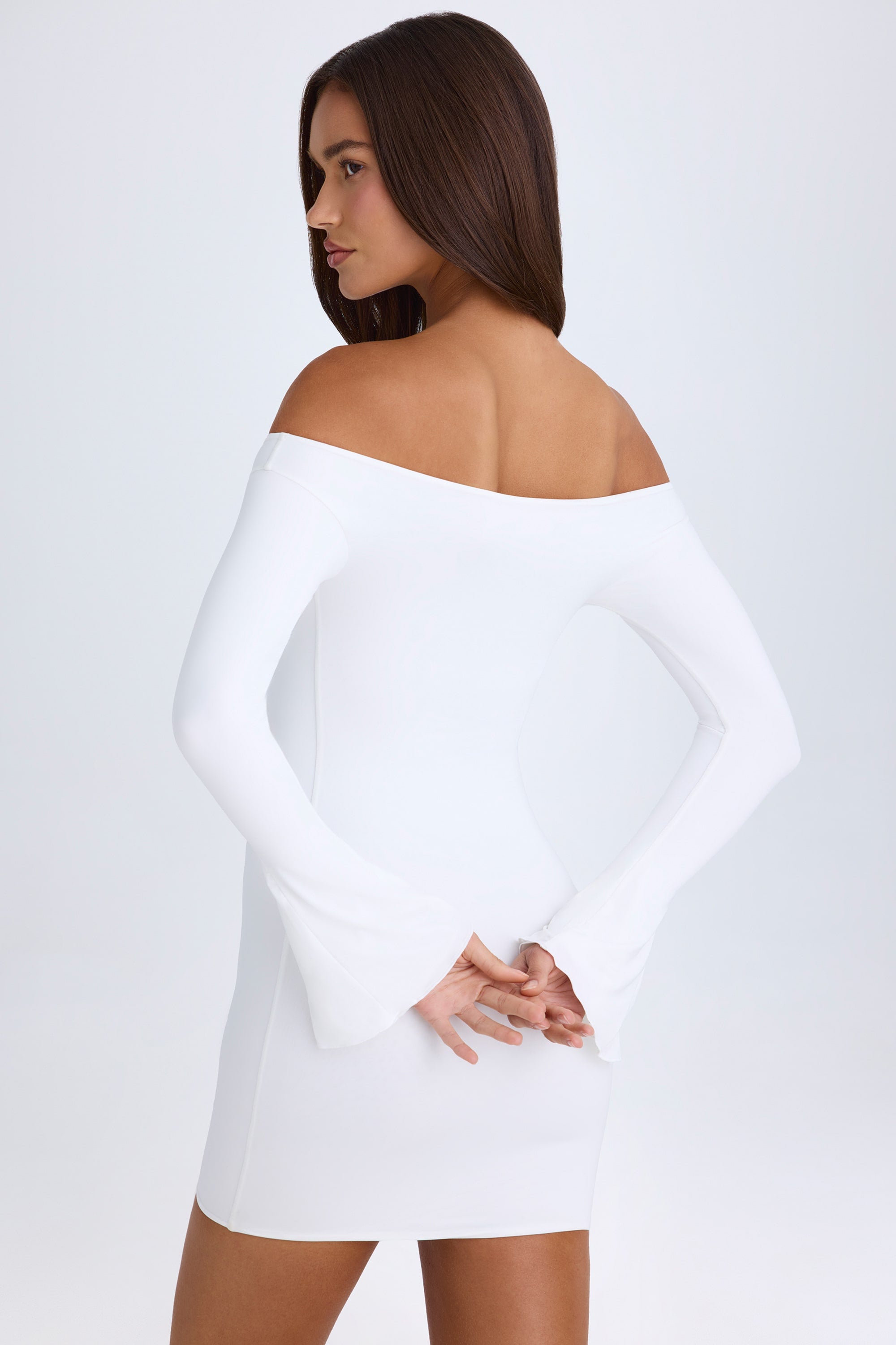 open lace back dress Clarence Off Shoulder Mini Dress White main image 1