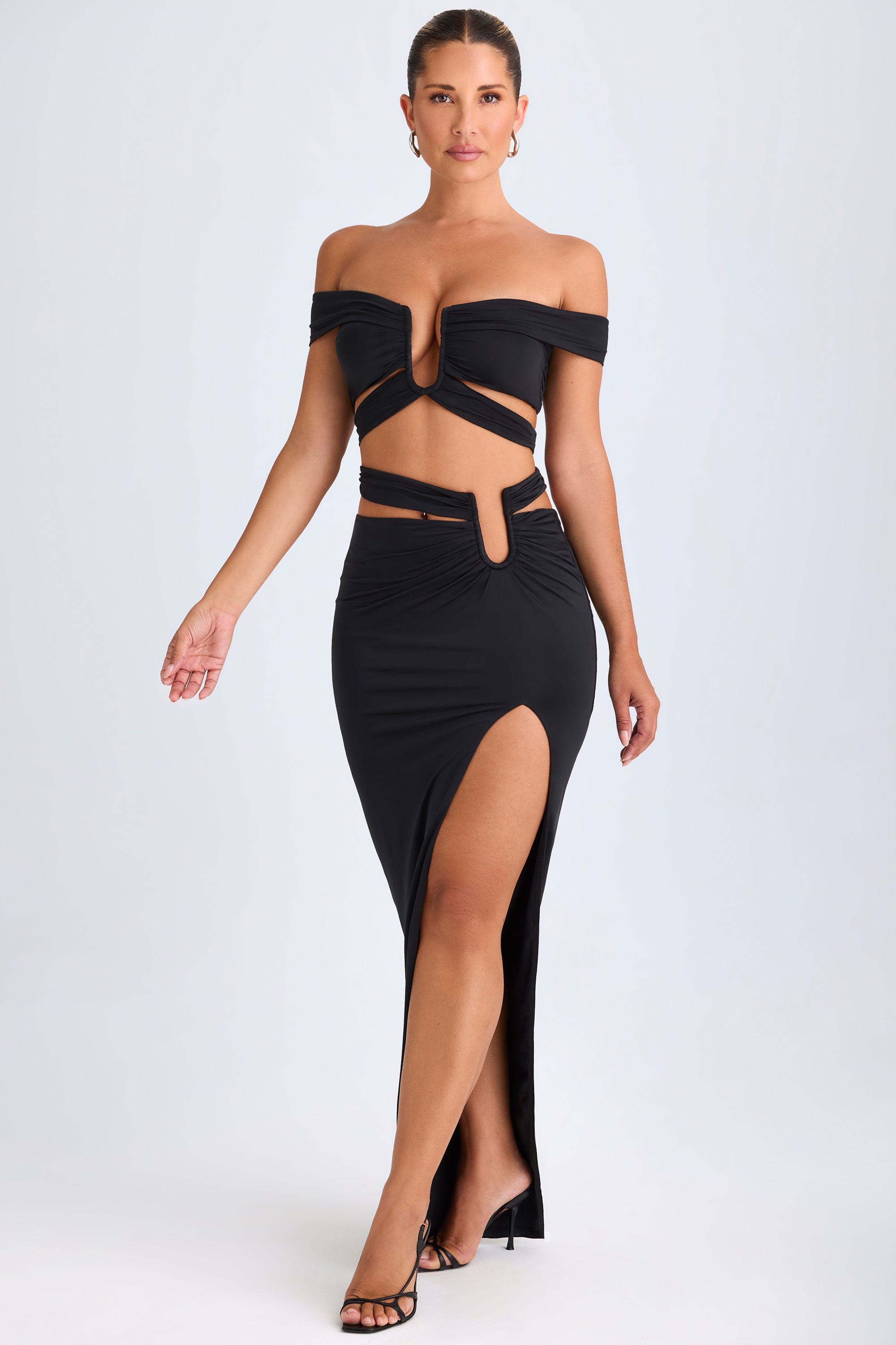 Asymmetric Cut-Out Maxi Skirt in Black - XL | Oh Polly Asymmetric Cut-Out Maxi Skirt in Black - XL | Oh Polly
