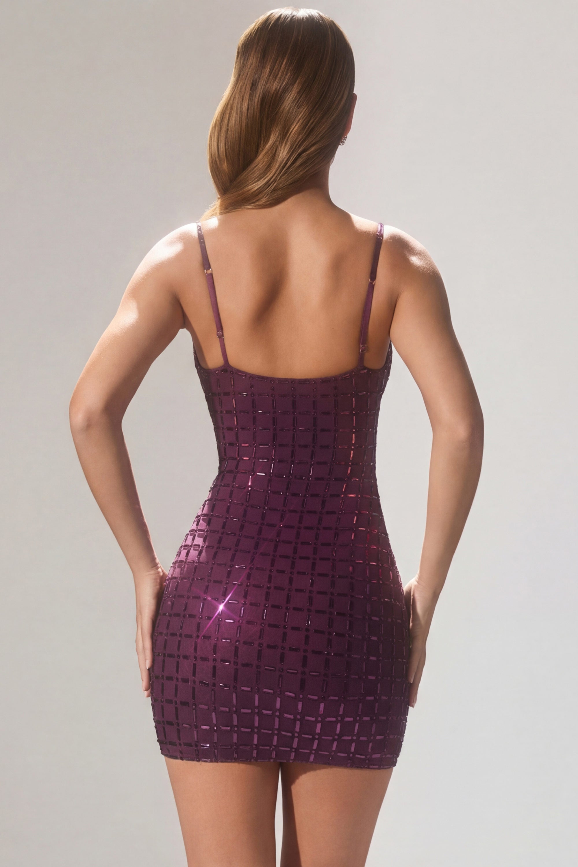 ronja mini dress Ronja Embellished Plunge Mini Dress in Almond
