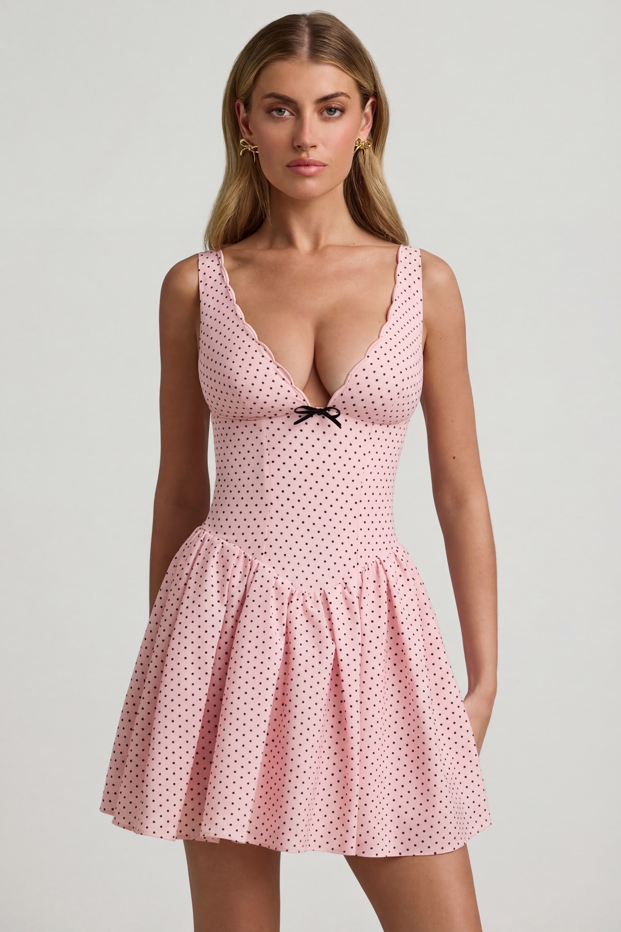 open lace back dress Dress Divine Pink: Parisian Pink and White Polka Dot Dress main image 1
