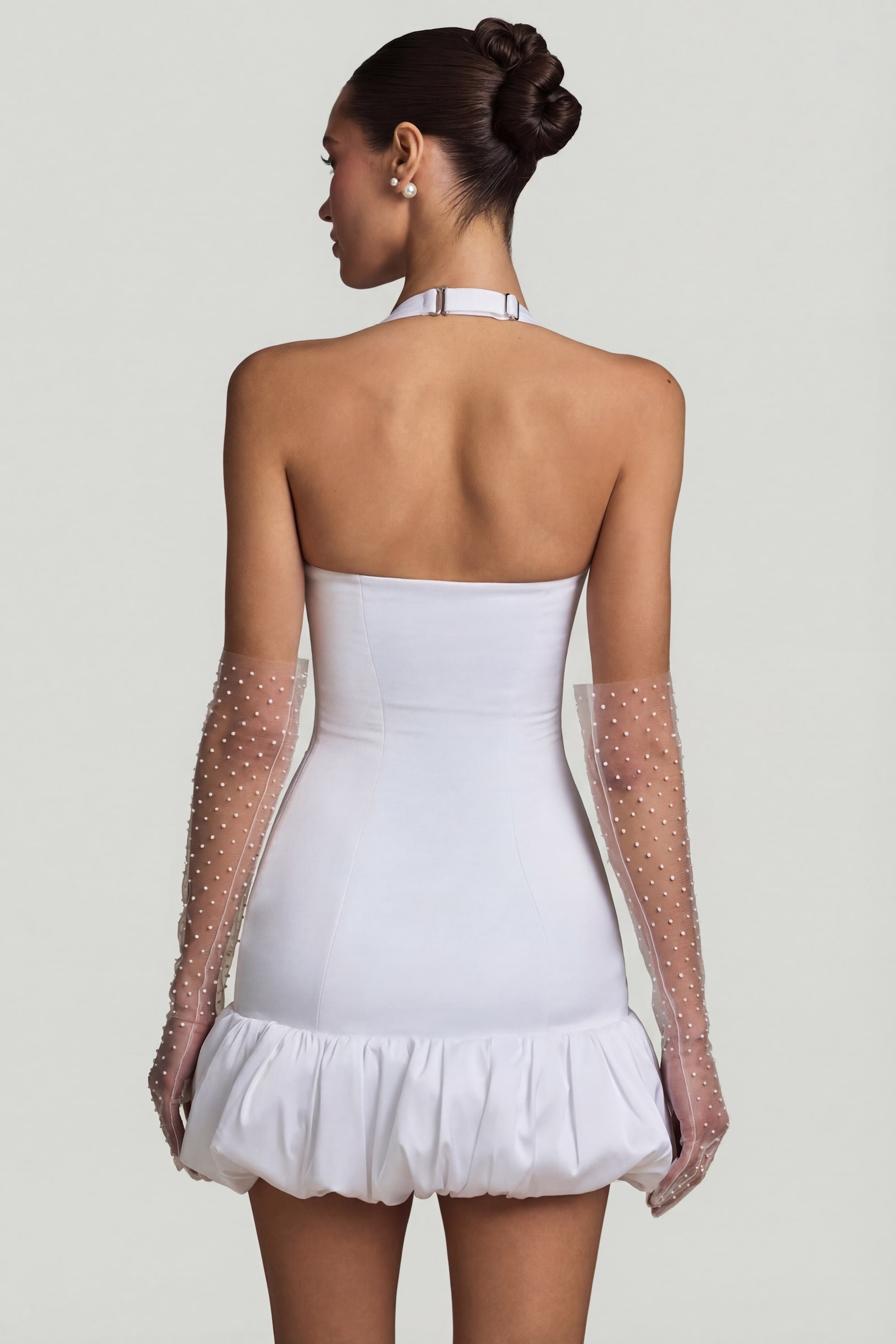 open lace back dress Gigli Bubble Hem Mini Dress White main image 1