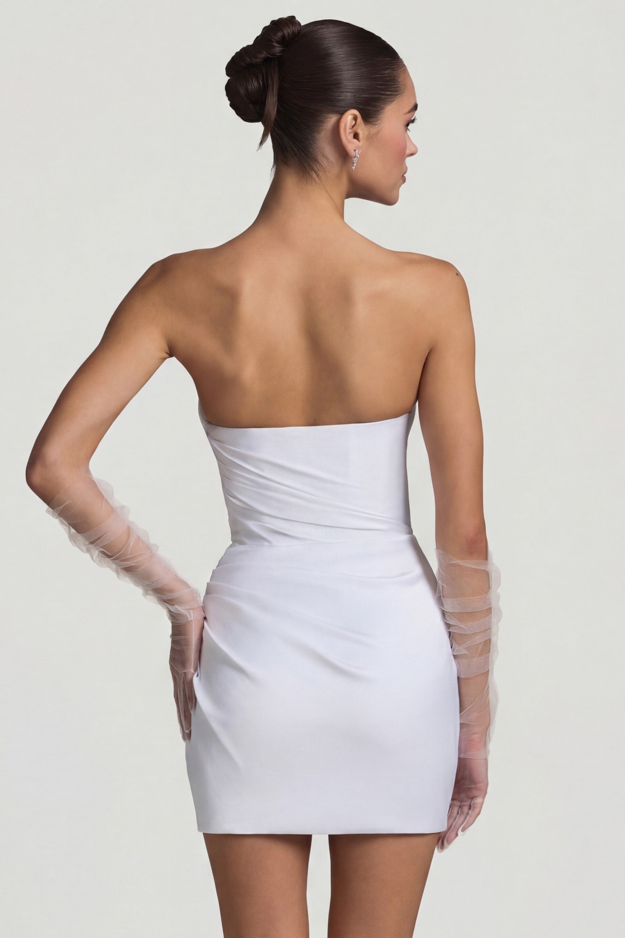 Tirza Ruched Corset Mini Dress in White