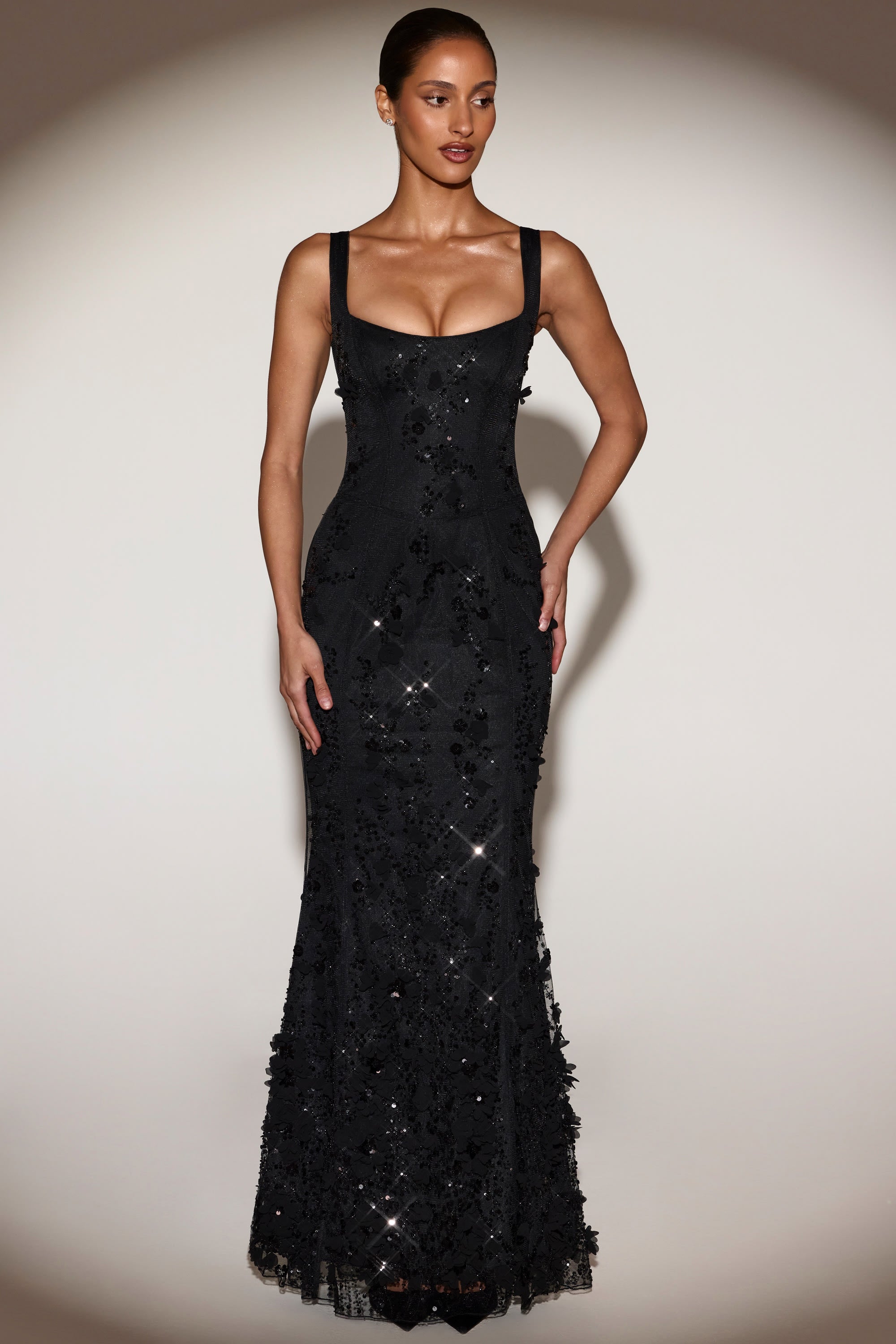 Vasanta Embellished Fishtail Corset Gown in Black | Oh Polly Vasanta Embellished Fishtail Corset Gown in Black | Oh Polly