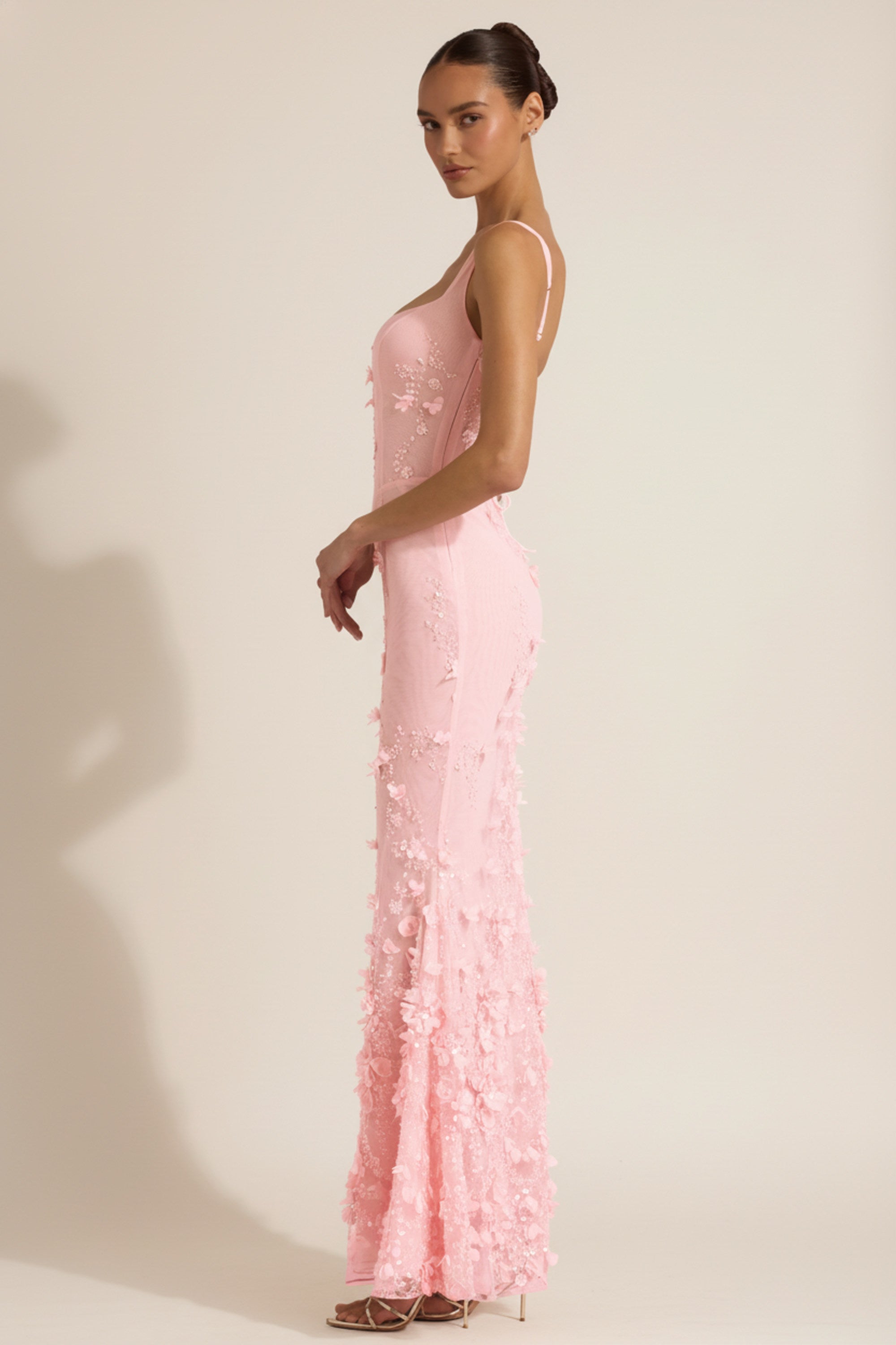 Vasanta Embellished Fishtail Corset Gown in Pink