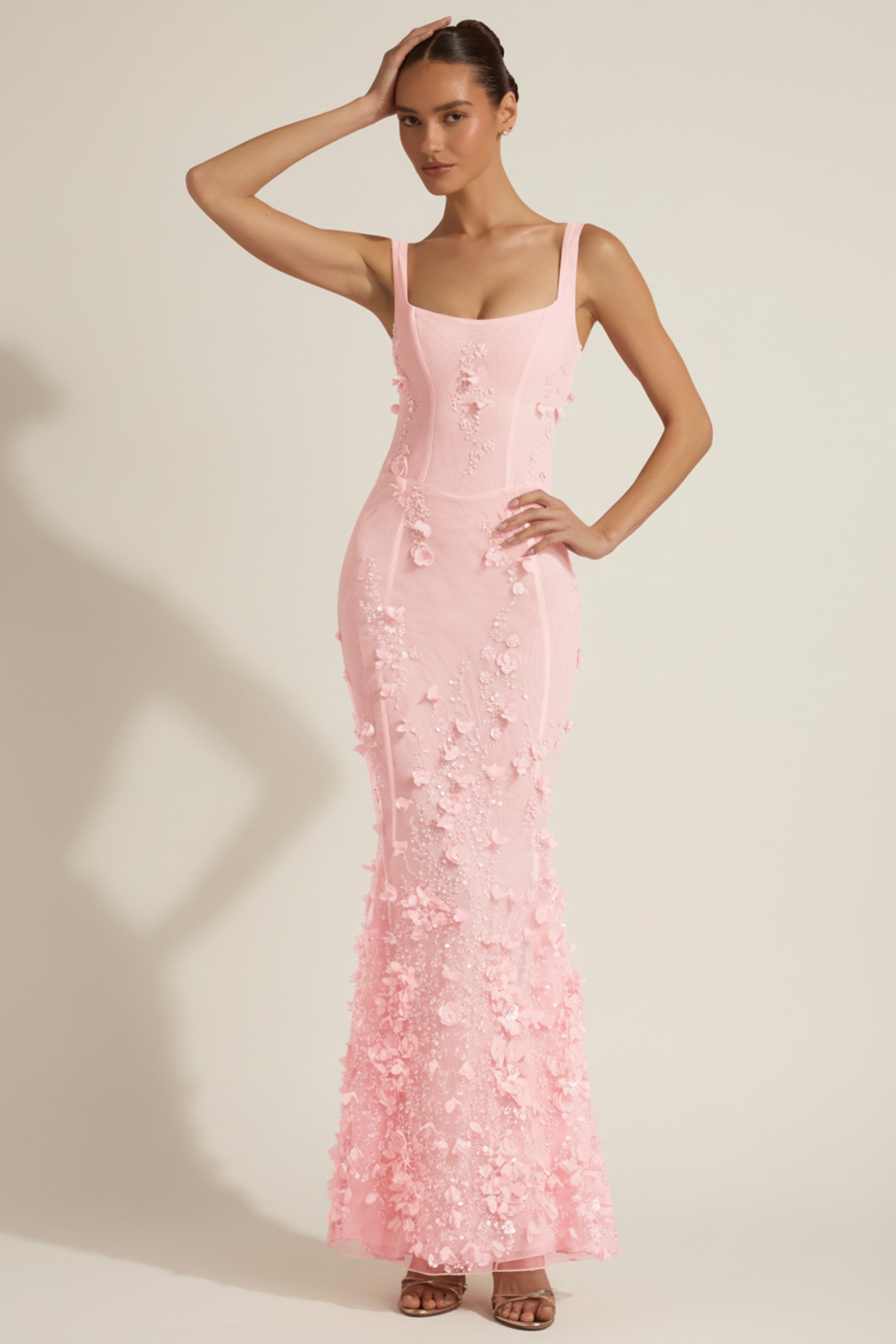 Vasanta Embellished Fishtail Corset Gown in Pink