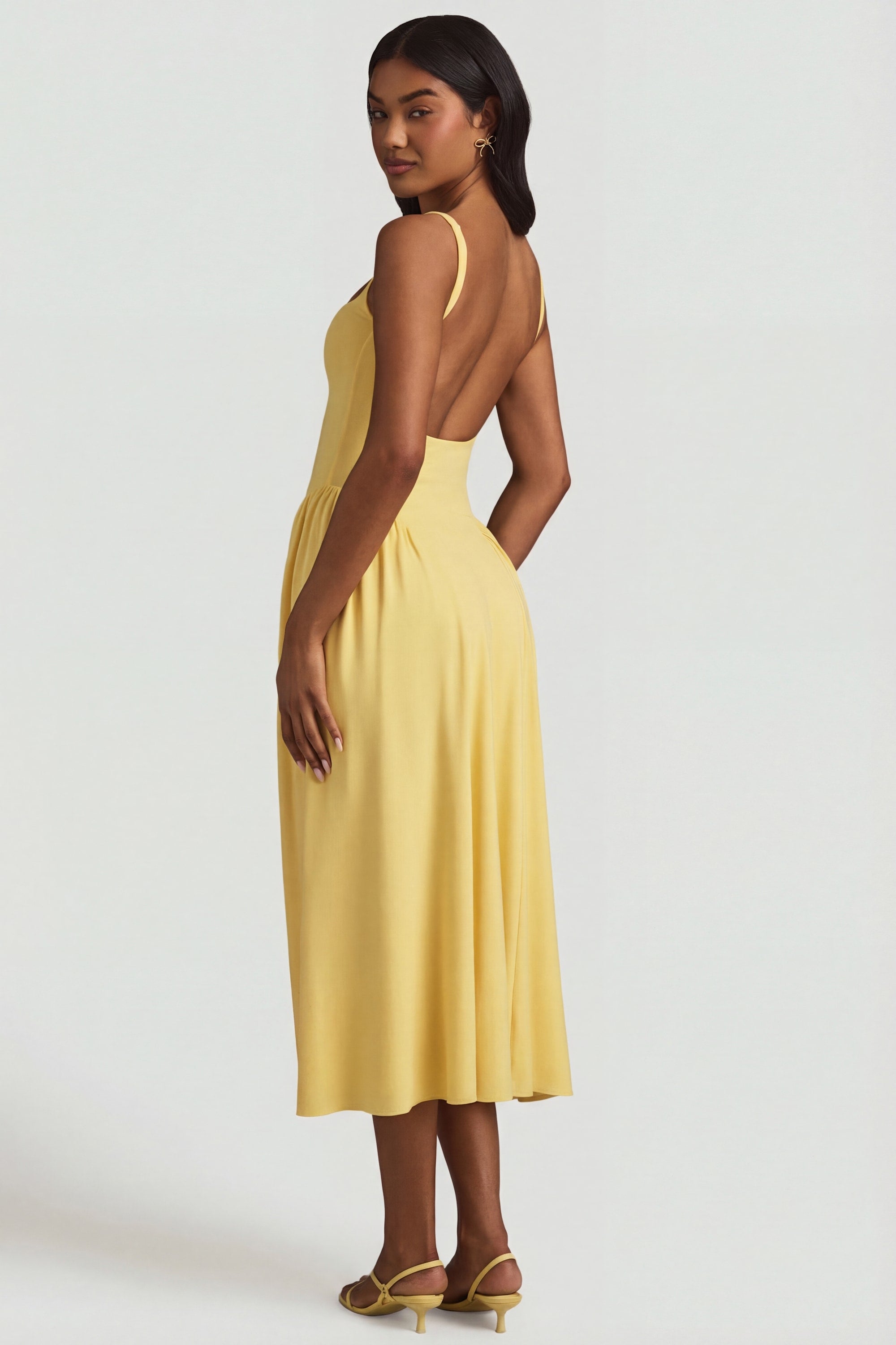 Modal A-Line Midaxi Dress in Pastel Yellow - XS