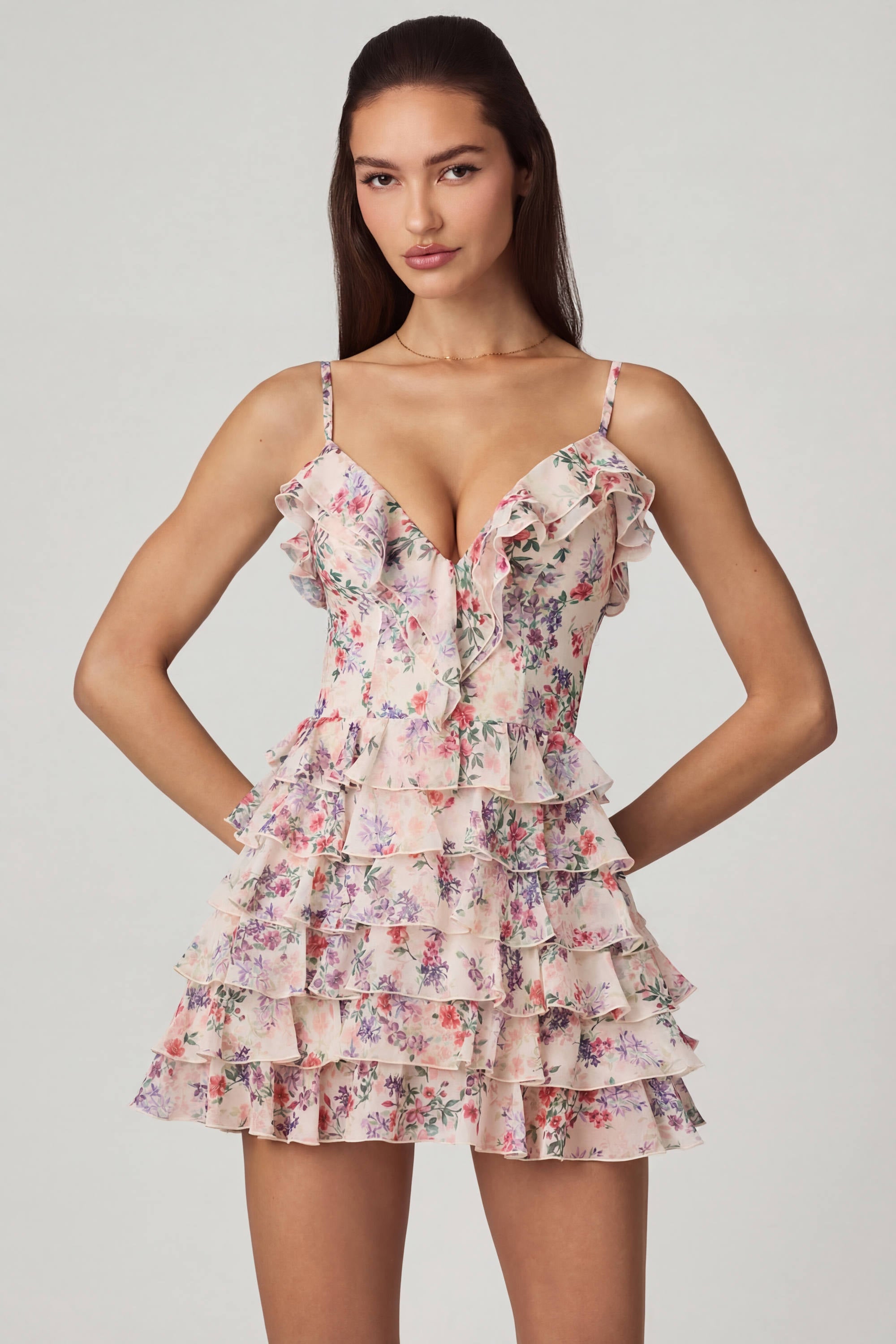 Ruffled Lace-Up A-Line Mini Dress in Primrose Floral Print - 4 | Oh Polly Ruffled Lace-Up A-Line Mini Dress in Primrose Floral Print - 4 | Oh Polly
