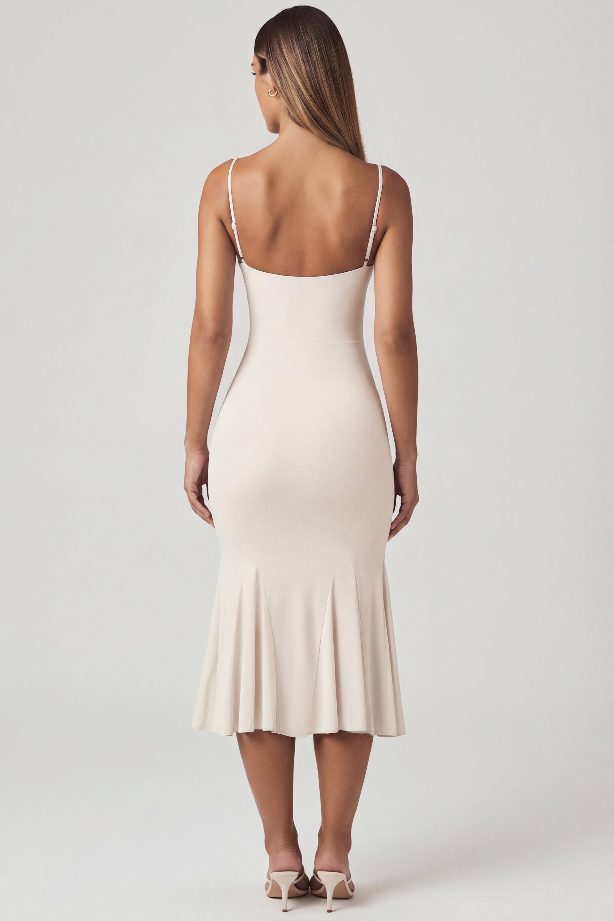 elowen midi dress V-Neck Godet Midaxi Dress in Ivory - 4