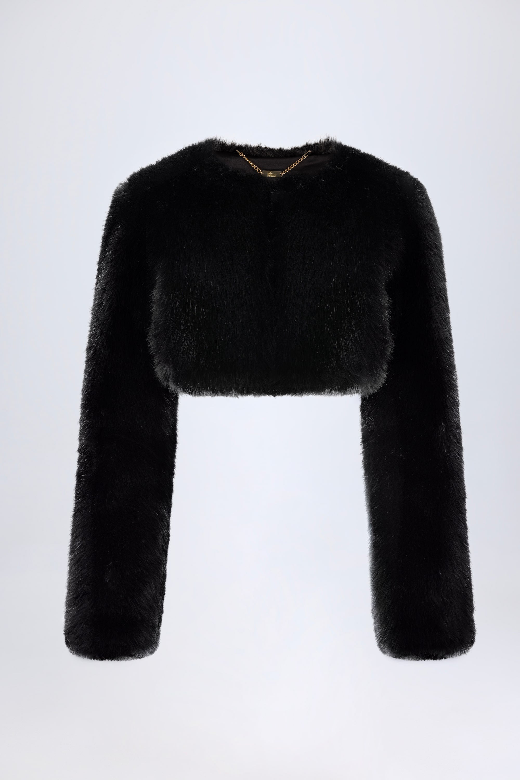 Almerinda Faux Fur Cropped Bolero in Black | Oh Polly