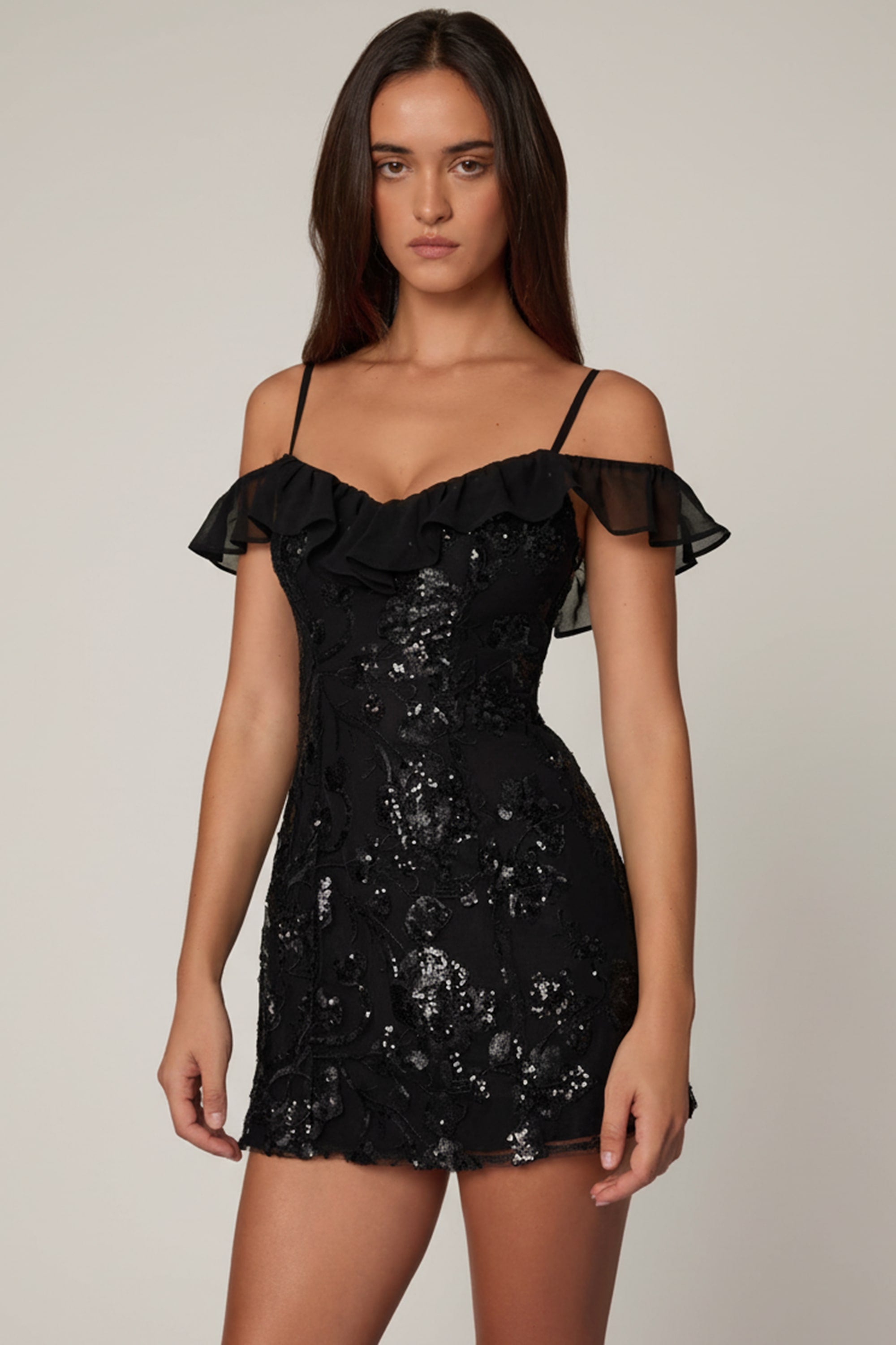 open lace back dress Embellished Lace-Up A-Line Mini Dress in Black - 4
