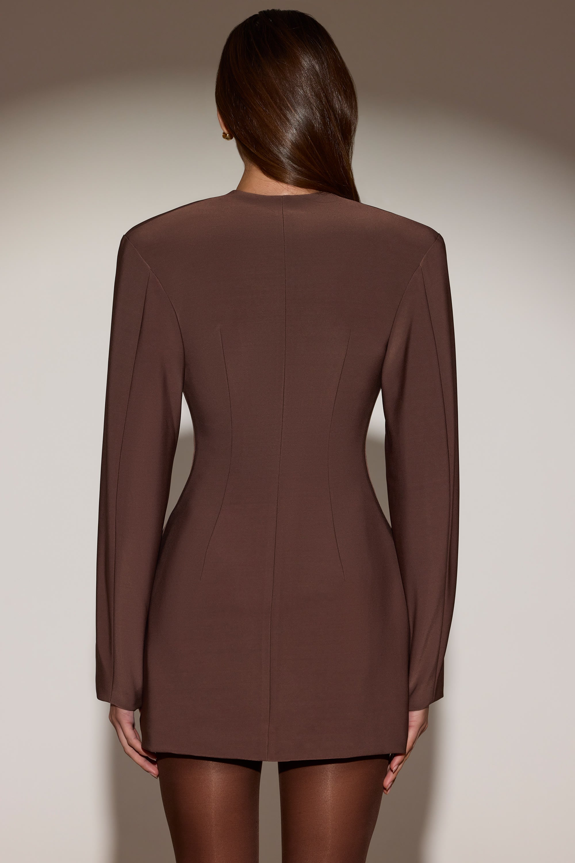 Single-Breasted Blazer Mini Dress in Chocolate Brown - 10 | Oh Polly Single-Breasted Blazer Mini Dress in Chocolate Brown - 10 | Oh Polly