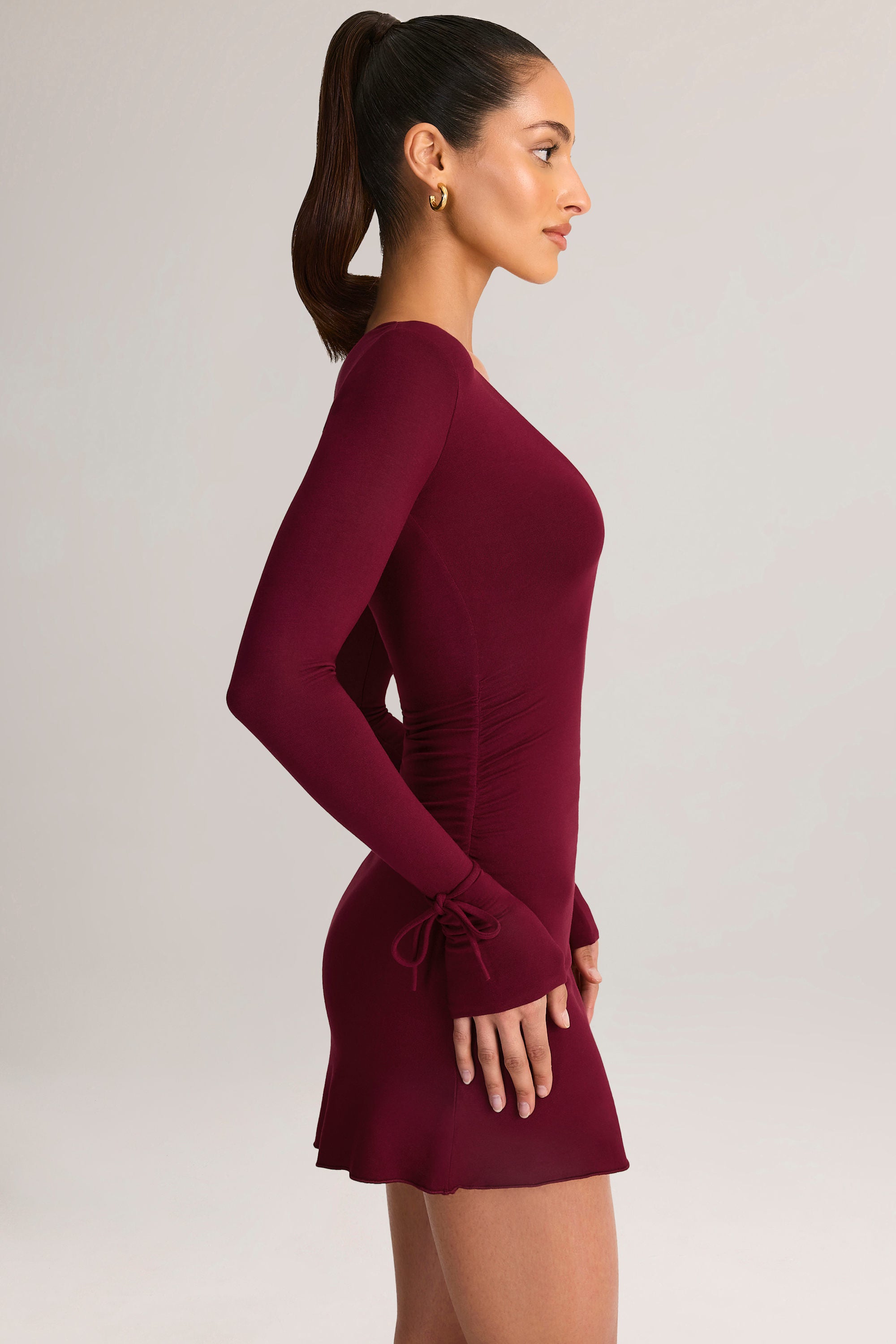 oh polly square neck long sleeve mini dress Modal Square Neck Long Sleeve Mini Dress in White - XXL