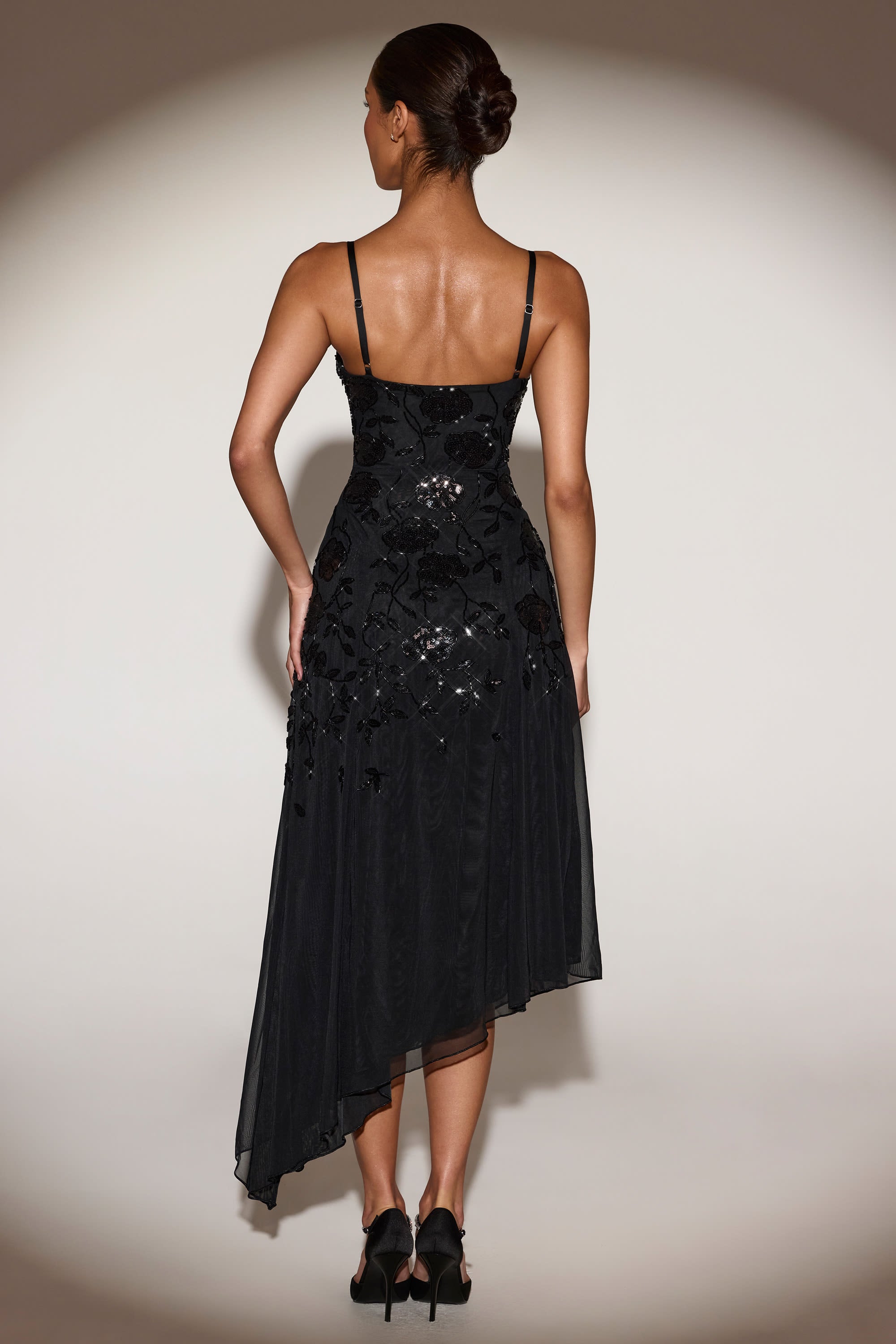 Embellished Soft-Scoop Asymmetric Midaxi Dress in Black - 2 | Oh Polly Embellished Soft-Scoop Asymmetric Midaxi Dress in Black - 2 | Oh Polly