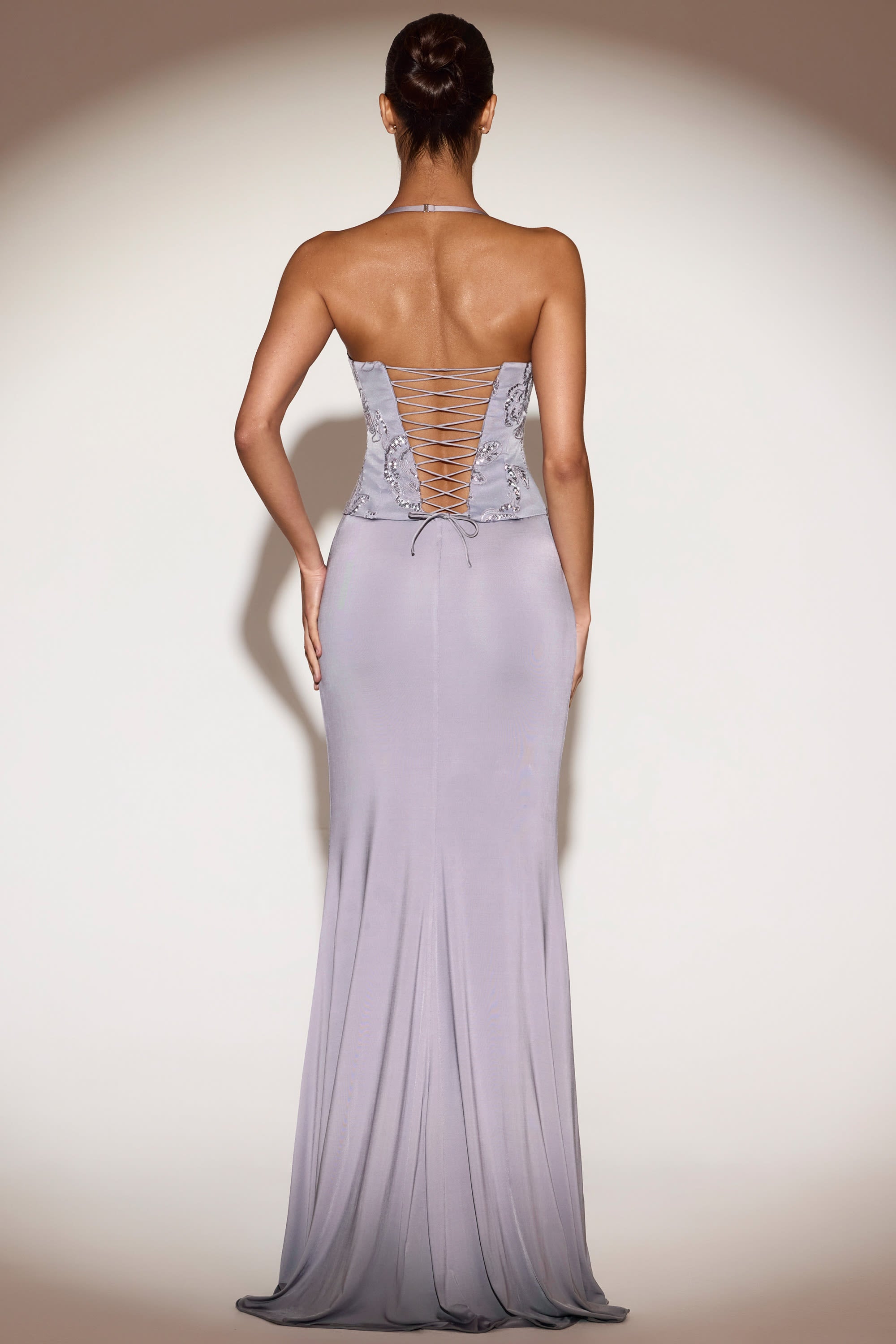 Embellished Cowl-Neck Ruffled Gown Dress in Lilac - 6 | Oh Polly Embellished Cowl-Neck Ruffled Gown Dress in Lilac - 6 | Oh Polly