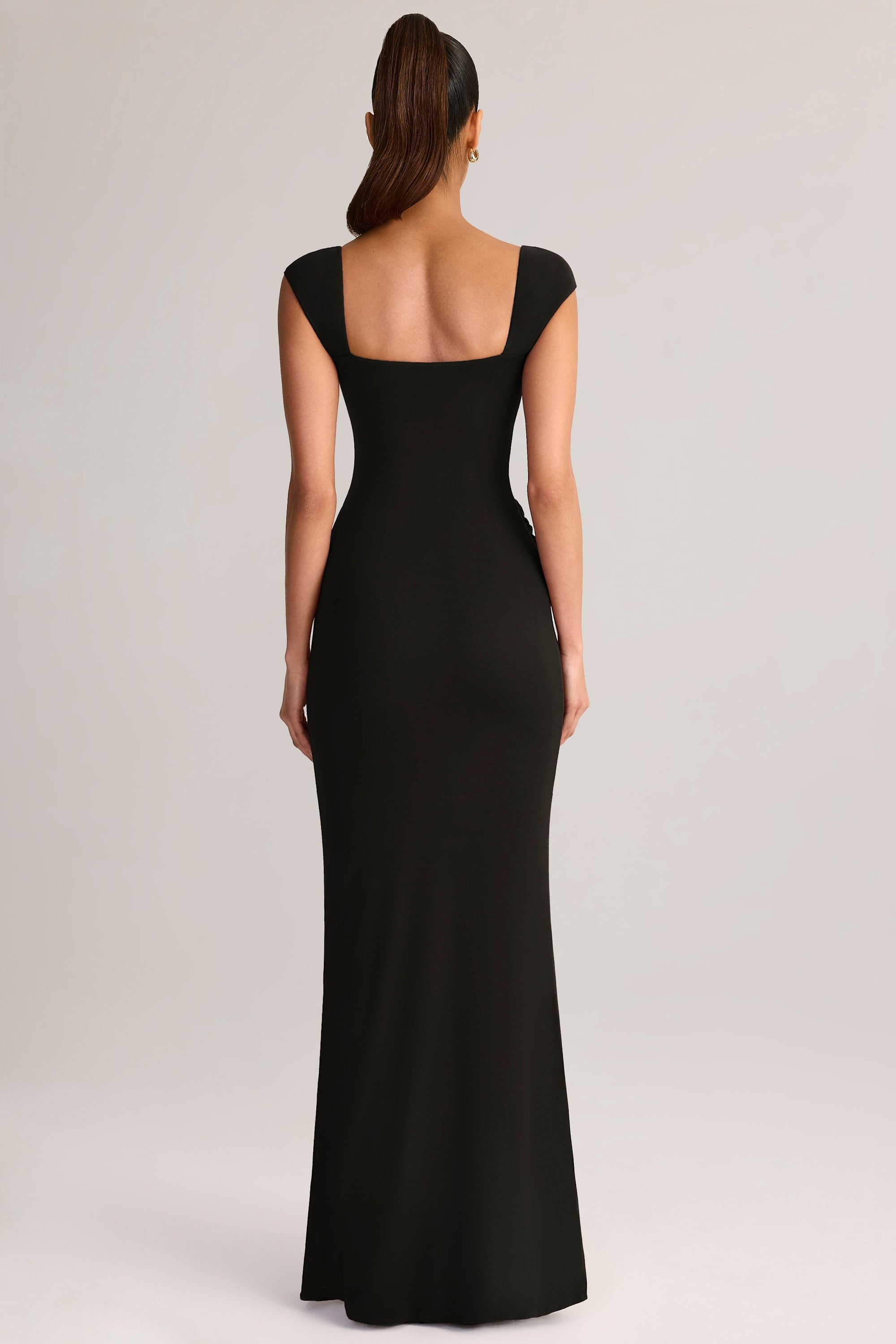 Elva Modal Sweetheart-Neck Gown in Black
