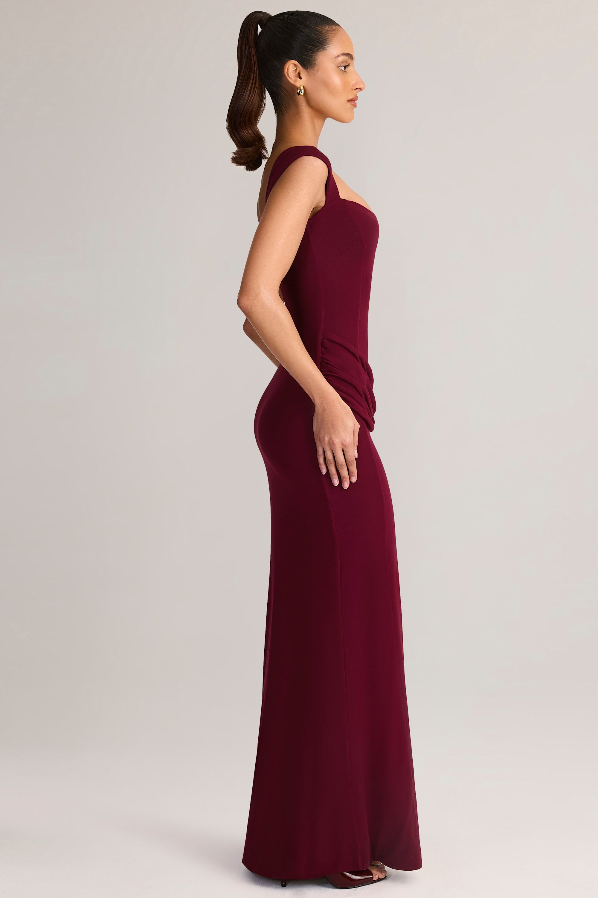 elva slip midi dress Modal Sweetheart-Neck Cowl-Waist Maxi Dress in Wine - XL