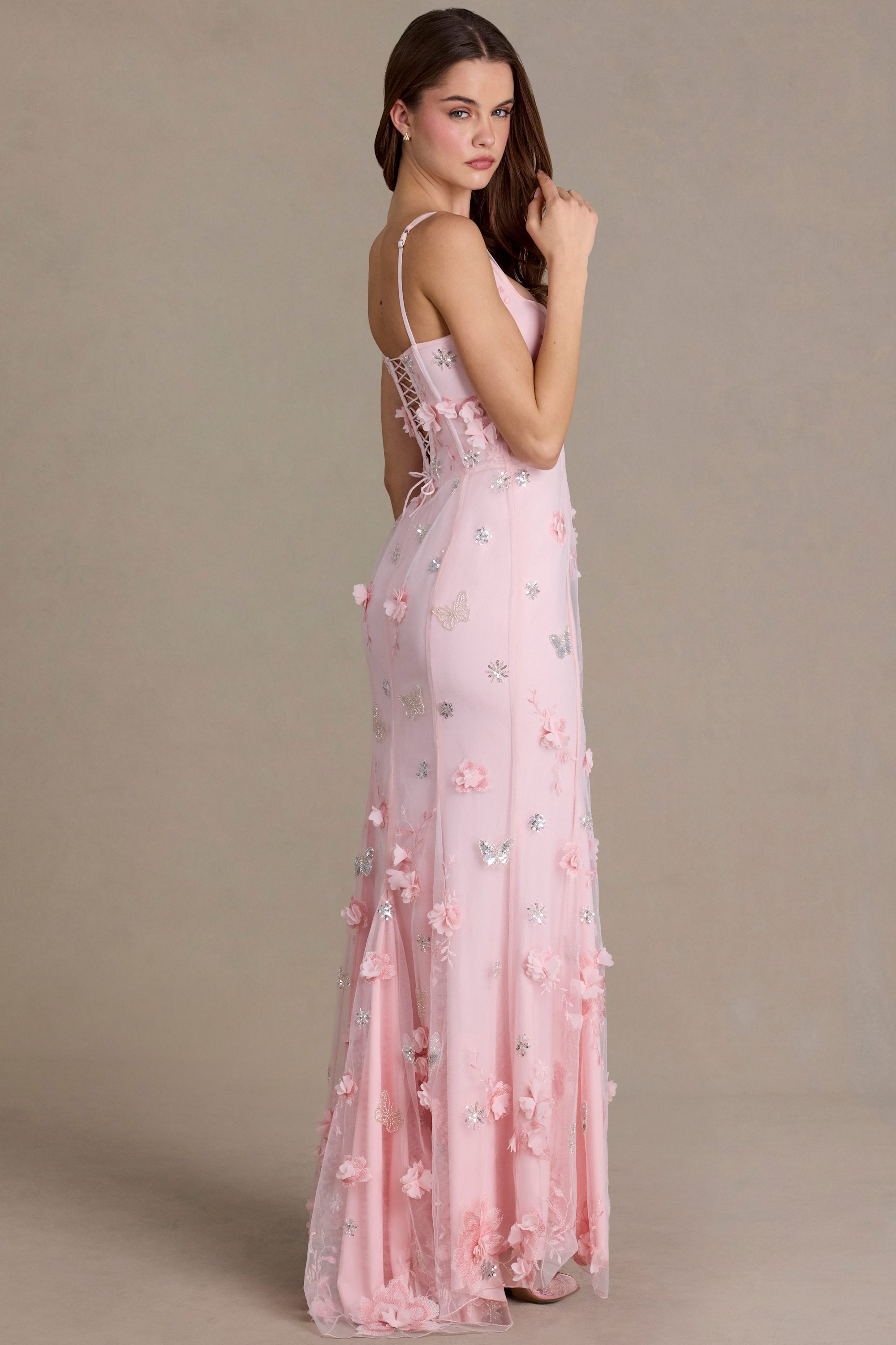 oh polly pink corset dress Embellished Corset Maxi Dress in Blush Pink - 6