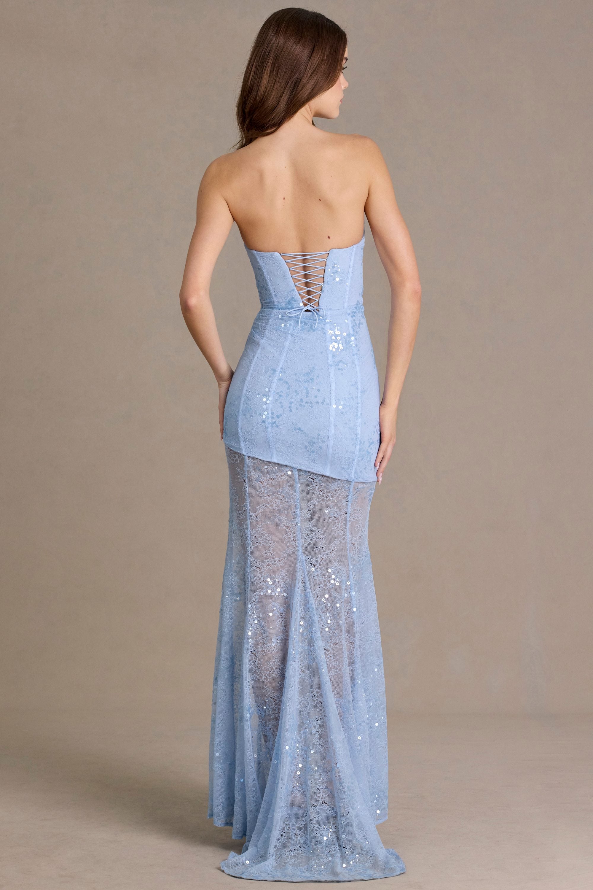 slim fit dress slacks Princess Light Blue 3D Floral Lace V-Neck A-Line Long Prom Dress – Modsele