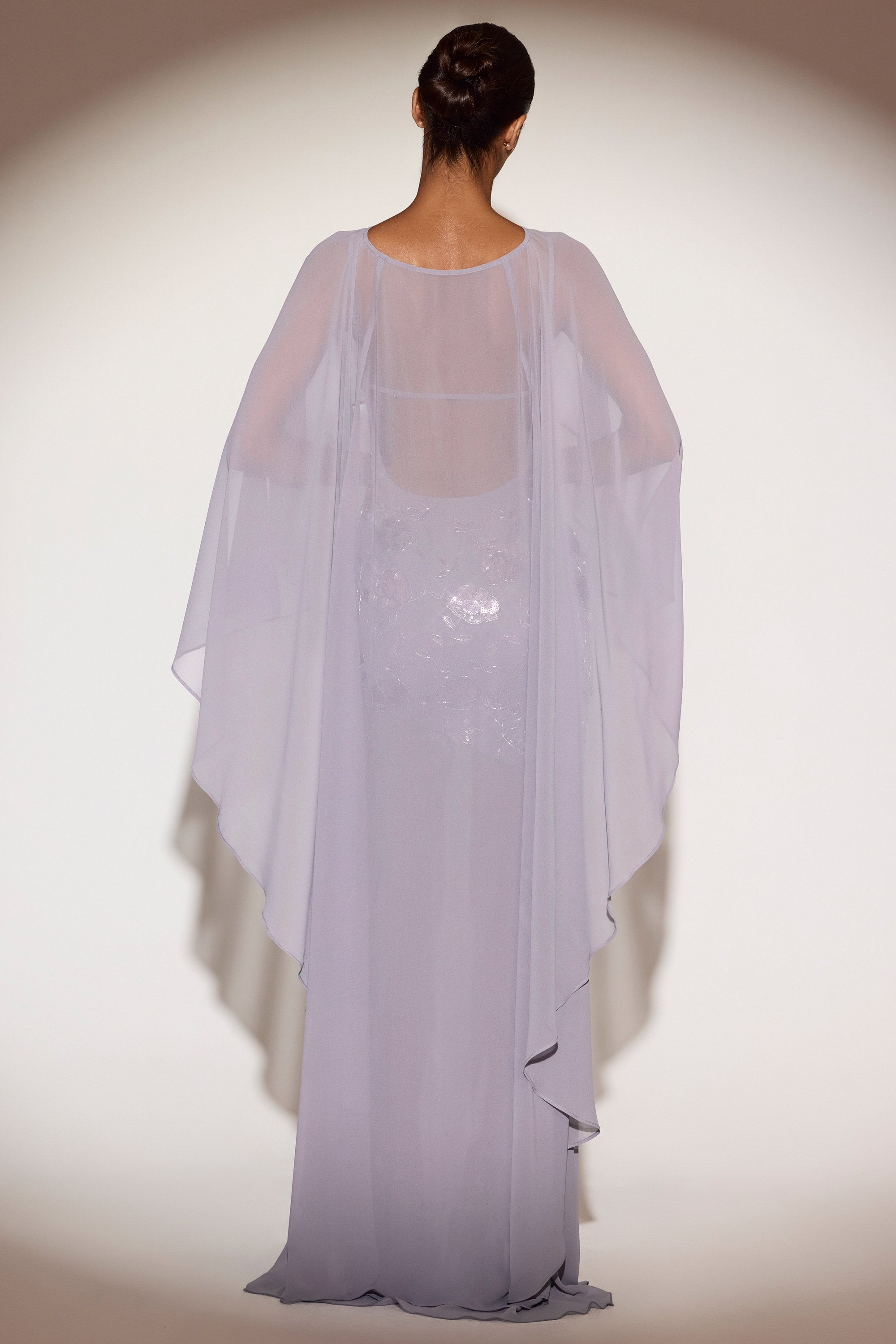 Sheer Chiffon Draped Cape in Lilac - One Size Sheer Chiffon Draped Cape in Lilac - One Size