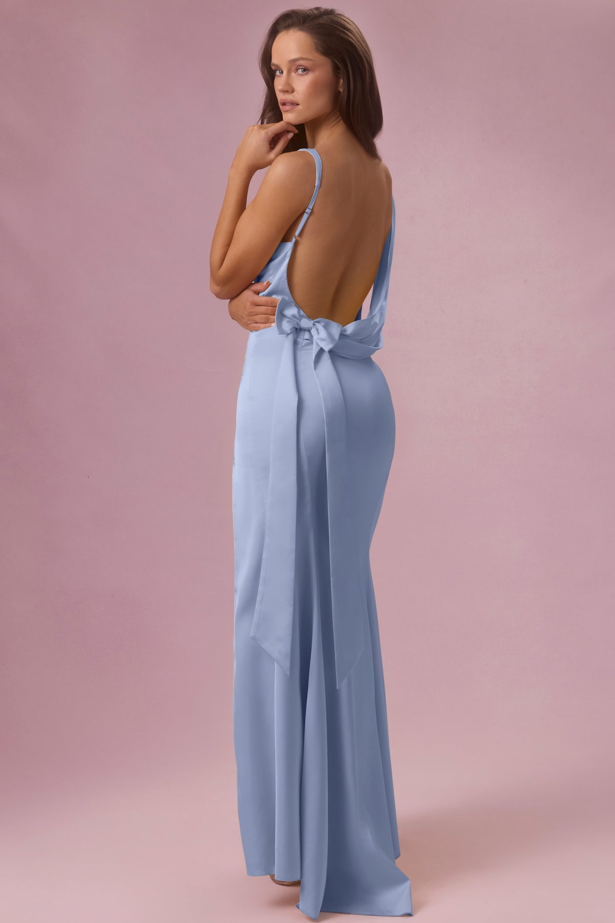 light blue satin bridesmaid dresses Draped Dress in Sky - 14 providing both comfort and BLACK NON ADJUSTABLE PANT (Size):32 SCH006620 Vintage 90s - Early