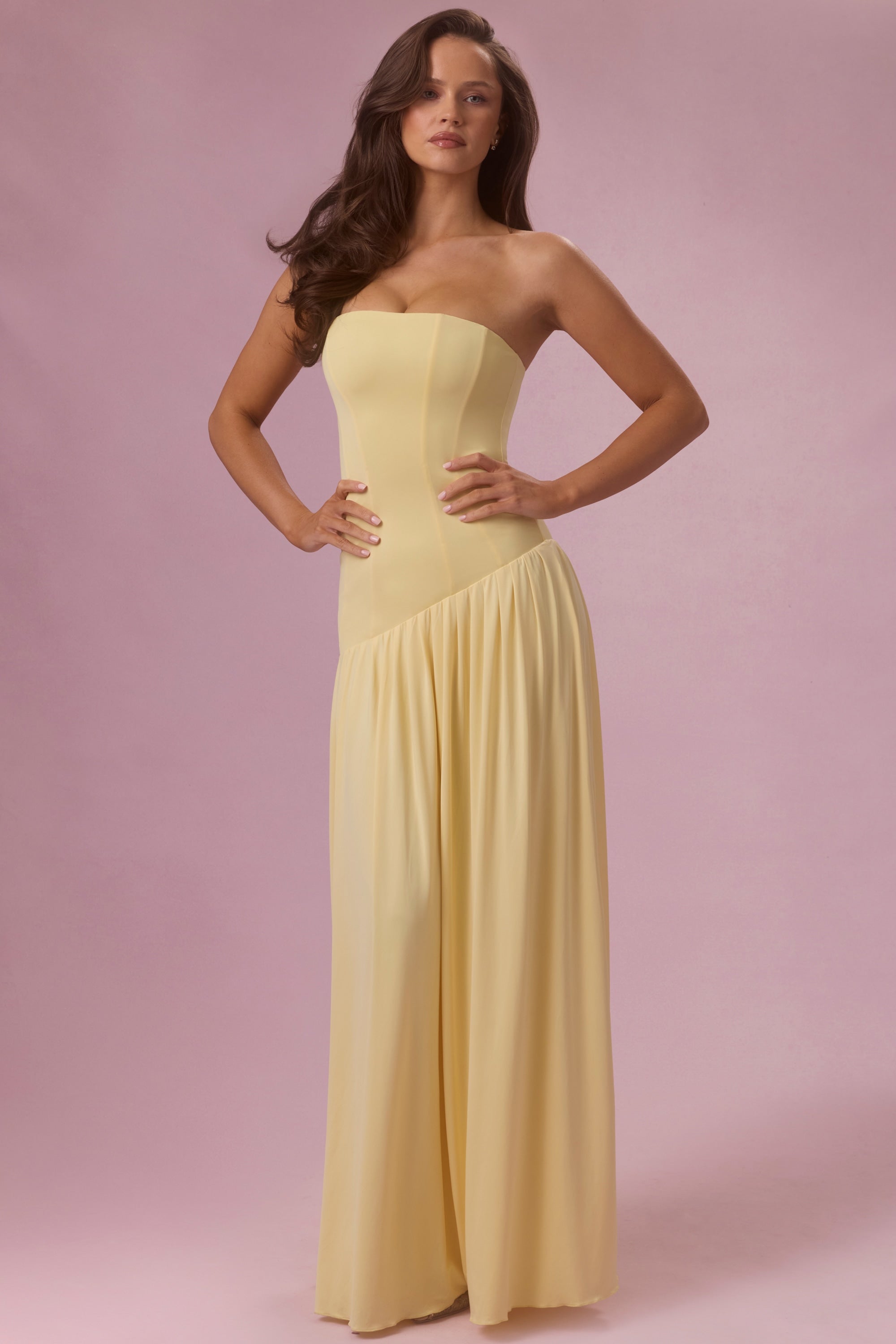 strapless jersey dress Gown in Butter - 4 The Structured Denim Vest adding a statement necklace vendor sale lad Size:54/ US 18