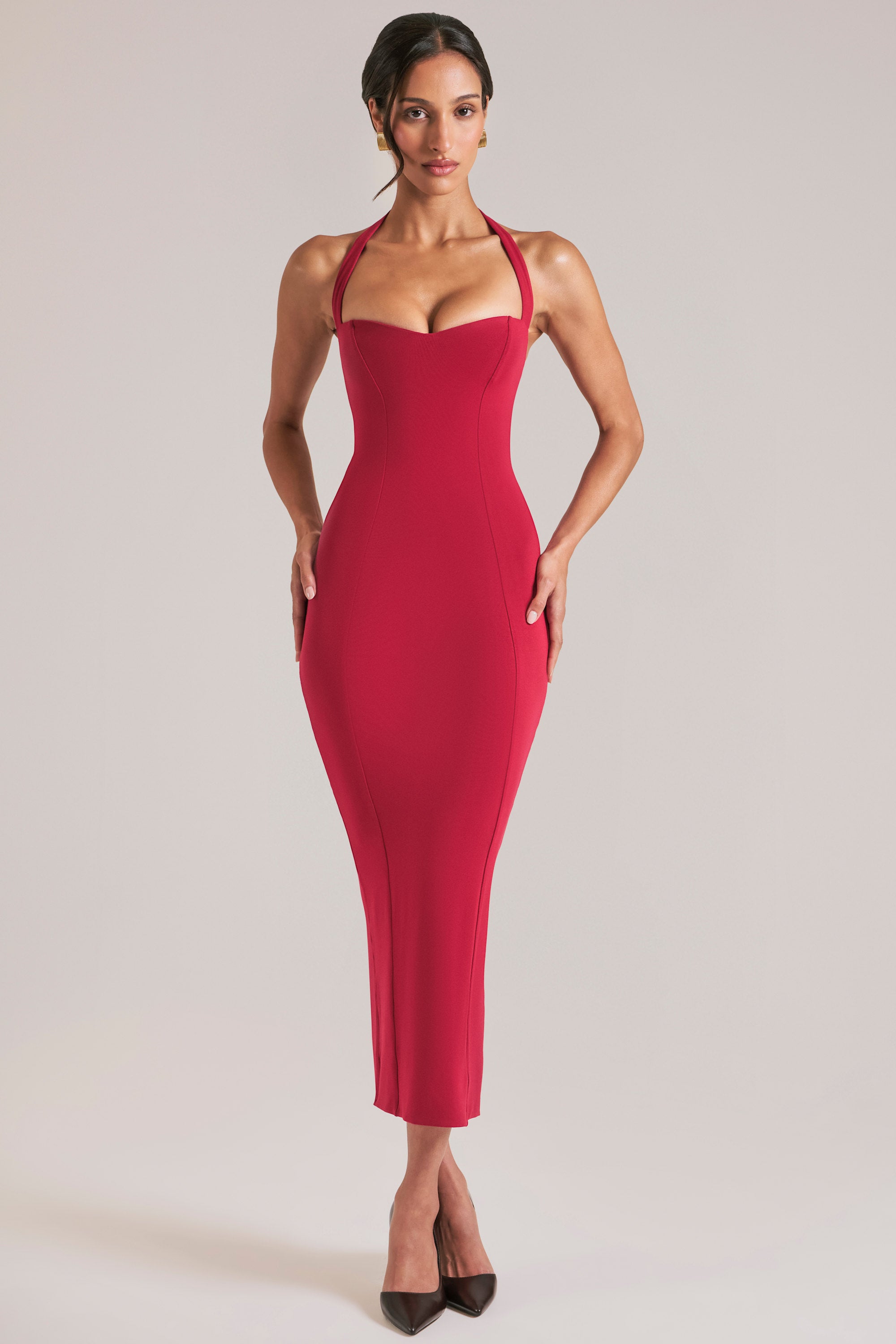 oh polly red dress Corseted Thigh-High Split Maxi in Rose - 2 a voluminous bubble hem skirt The dreamiest red dress