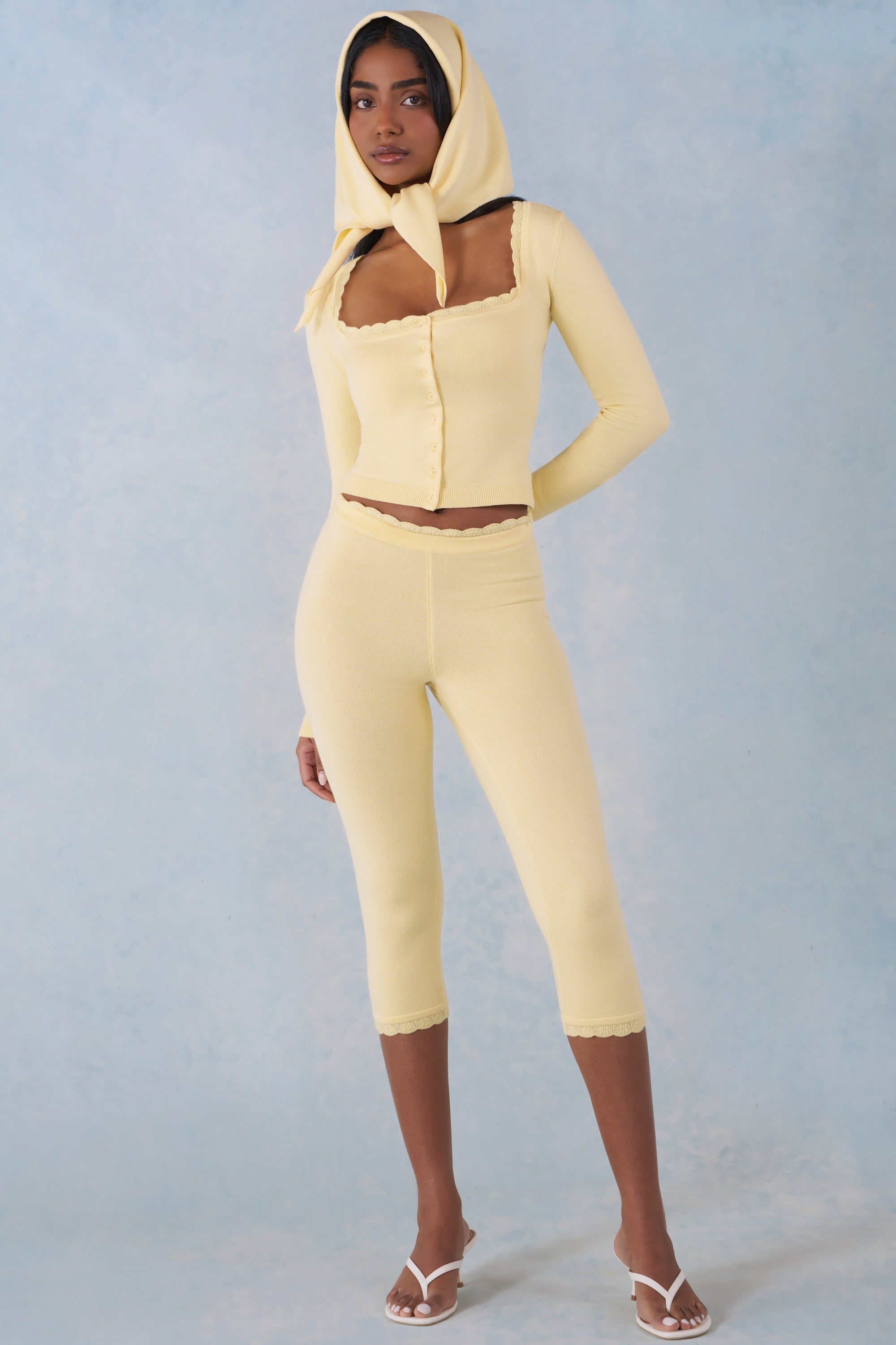 Aviana Knit Headscarf in Butter Yellow | Oh Polly