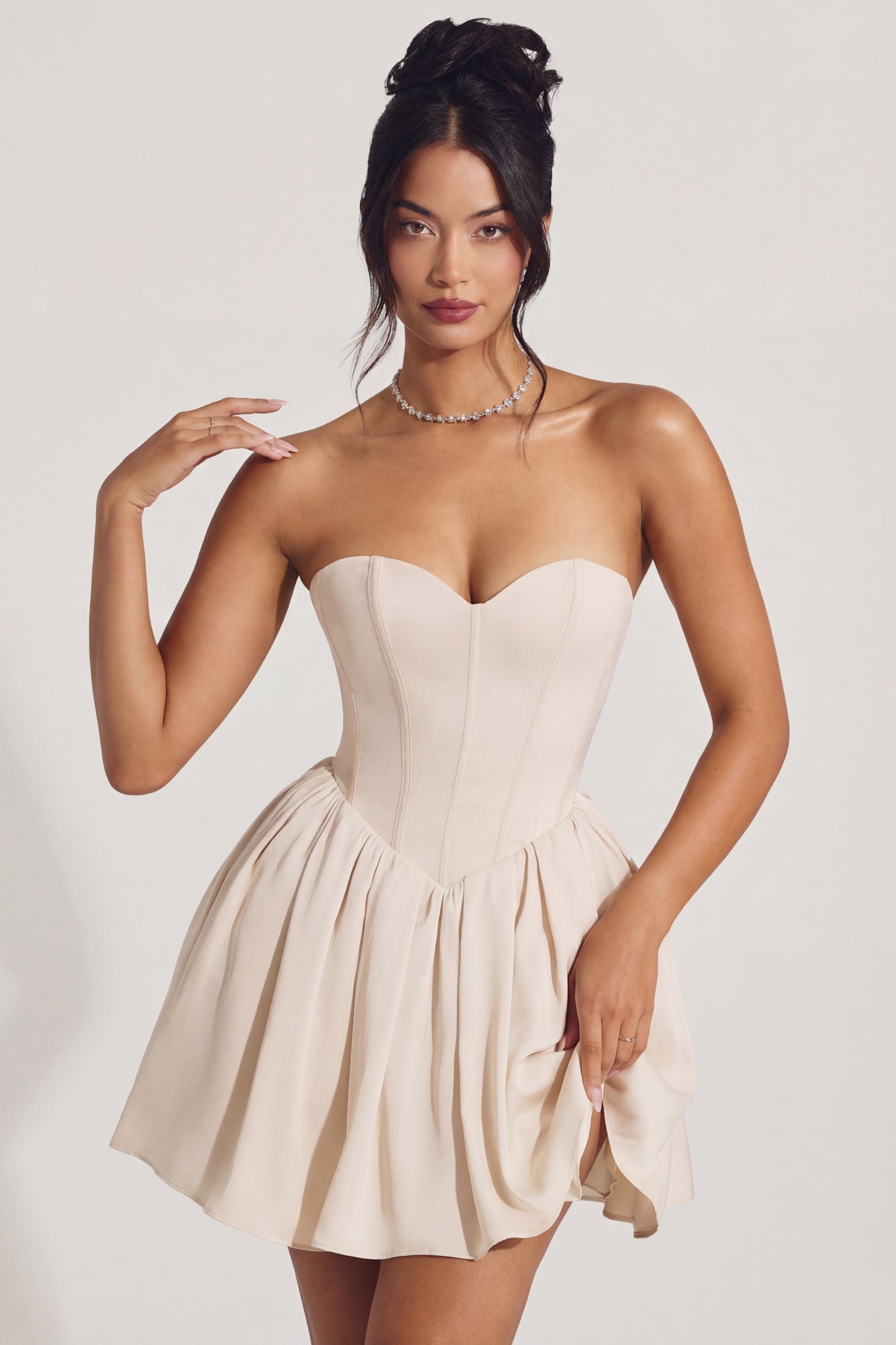 Corset Tulle Mini Dress in Ivory - 8 / Long | Oh Polly Corset Tulle Mini Dress in Ivory - 8 / Long | Oh Polly
