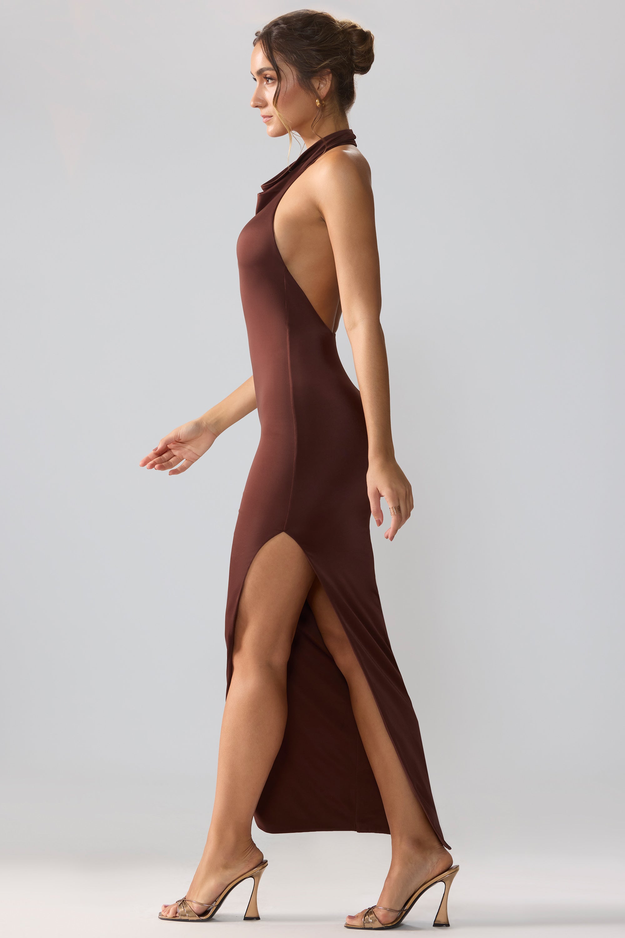 Jersey Cowl Neck Backless Maxi Dress in Espresso - 14 | Oh Polly Jersey Cowl Neck Backless Maxi Dress in Espresso - 14 | Oh Polly