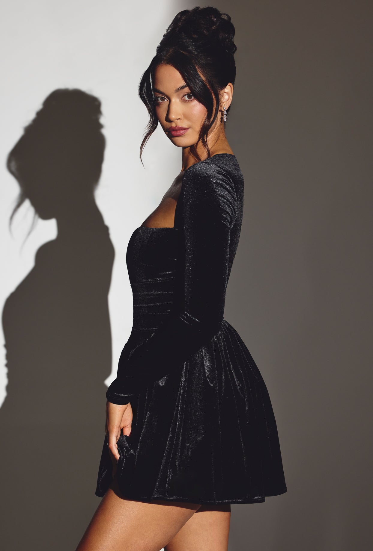 Velvet Long Sleeve Corset Mini Dress in Jet Black - 6 | Oh Polly Velvet Long Sleeve Corset Mini Dress in Jet Black - 6 | Oh Polly