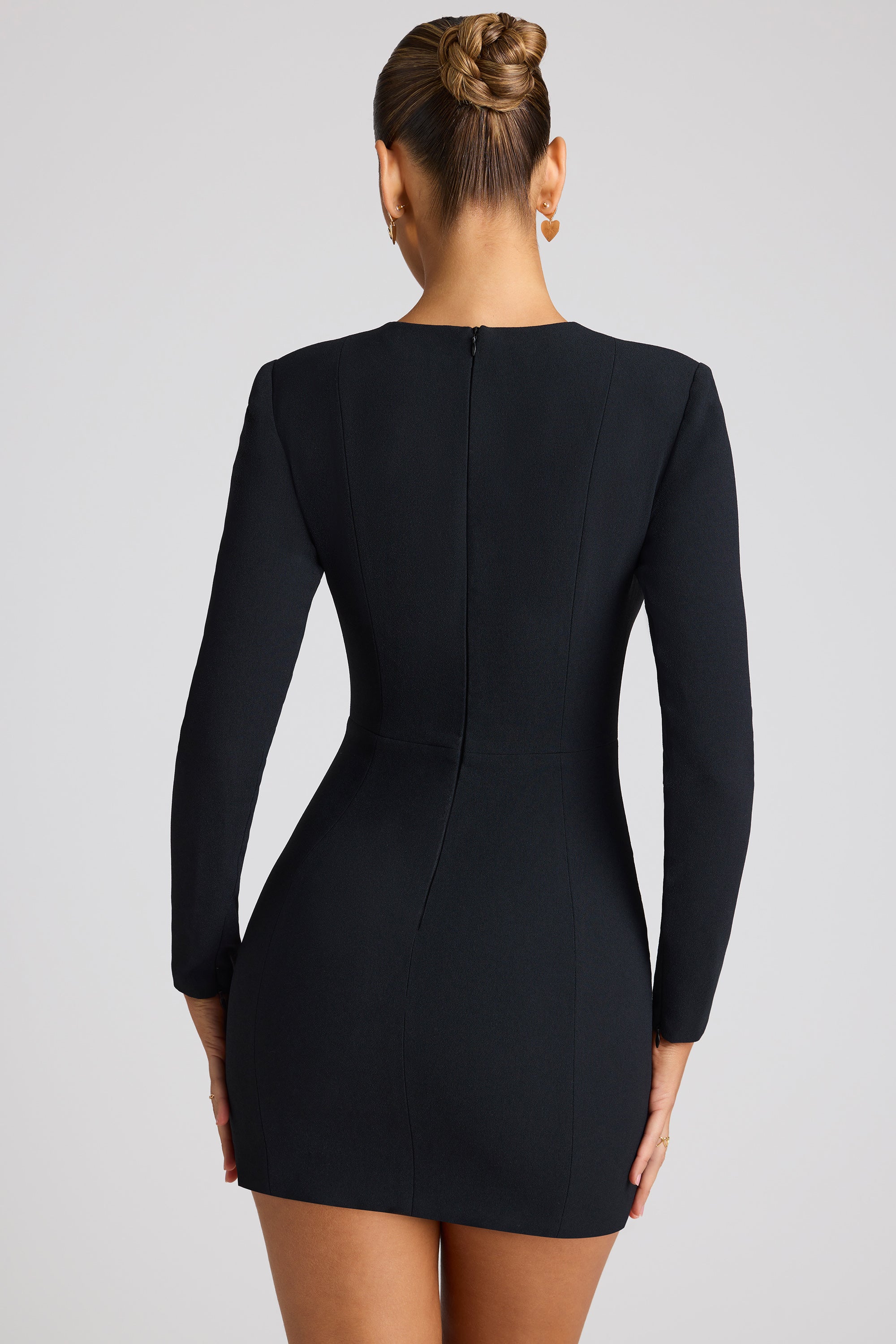 Heart Cut Out Long Sleeve Mini Dress in Black - 2 | Oh Polly Heart Cut Out Long Sleeve Mini Dress in Black - 2 | Oh Polly