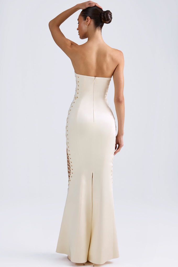Lace-Up Corset Gown in Ivory