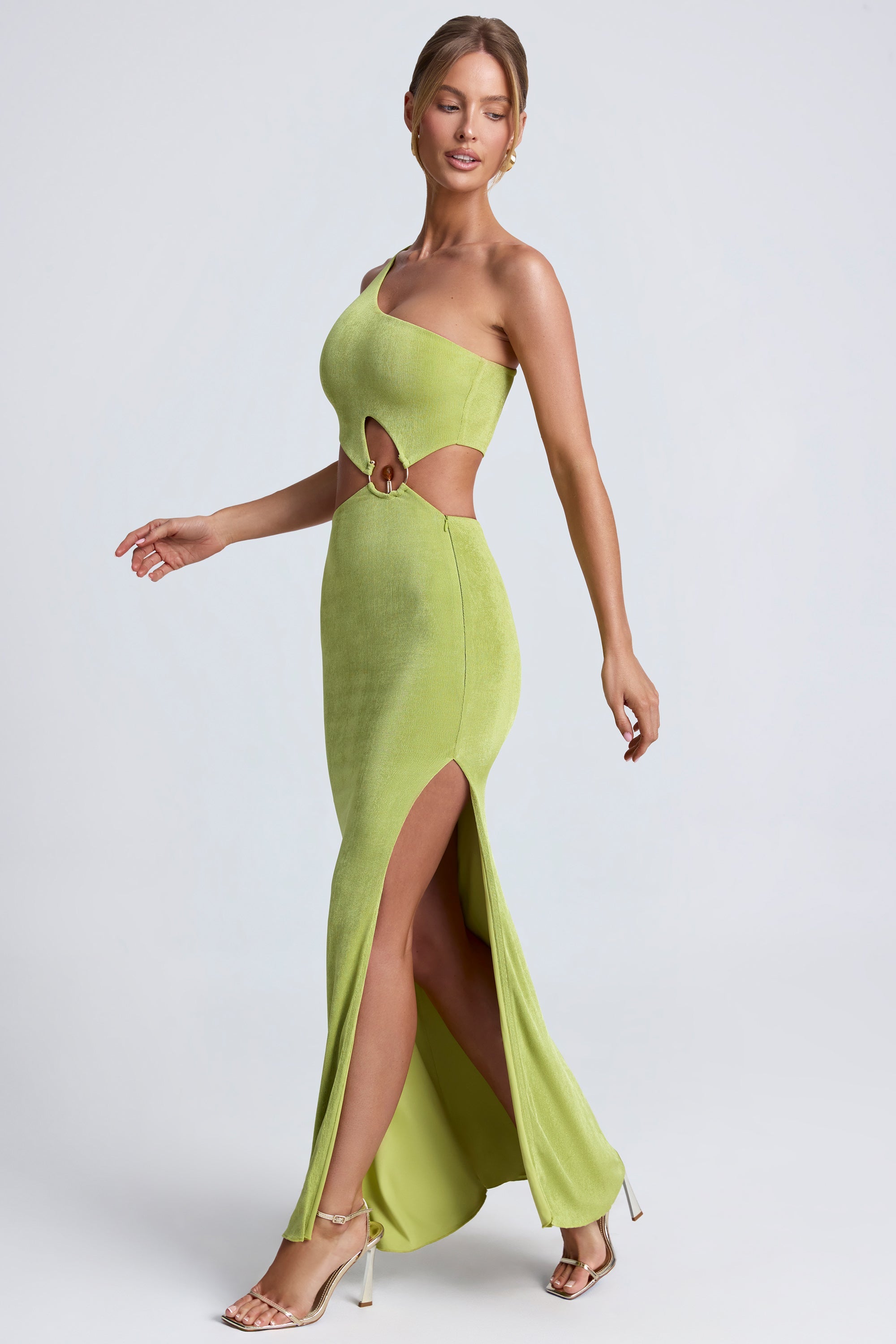Hardware Detail One-Shoulder Maxi Dress in Olive Green - 14 | Oh Polly Hardware Detail One-Shoulder Maxi Dress in Olive Green - 14 | Oh Polly