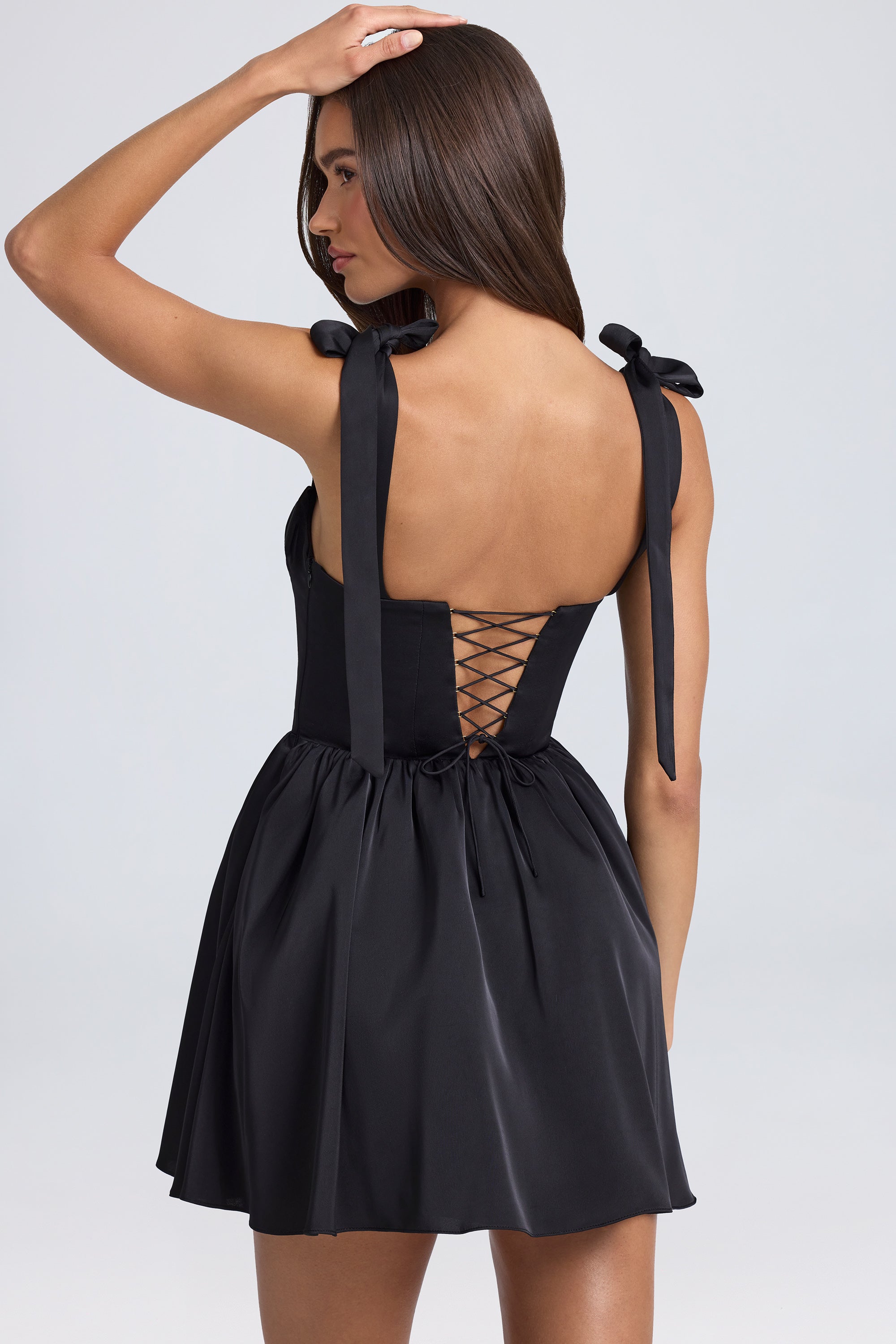 Draped Corset Mini Dress in Black | Oh Polly Draped Corset Mini Dress in Black | Oh Polly