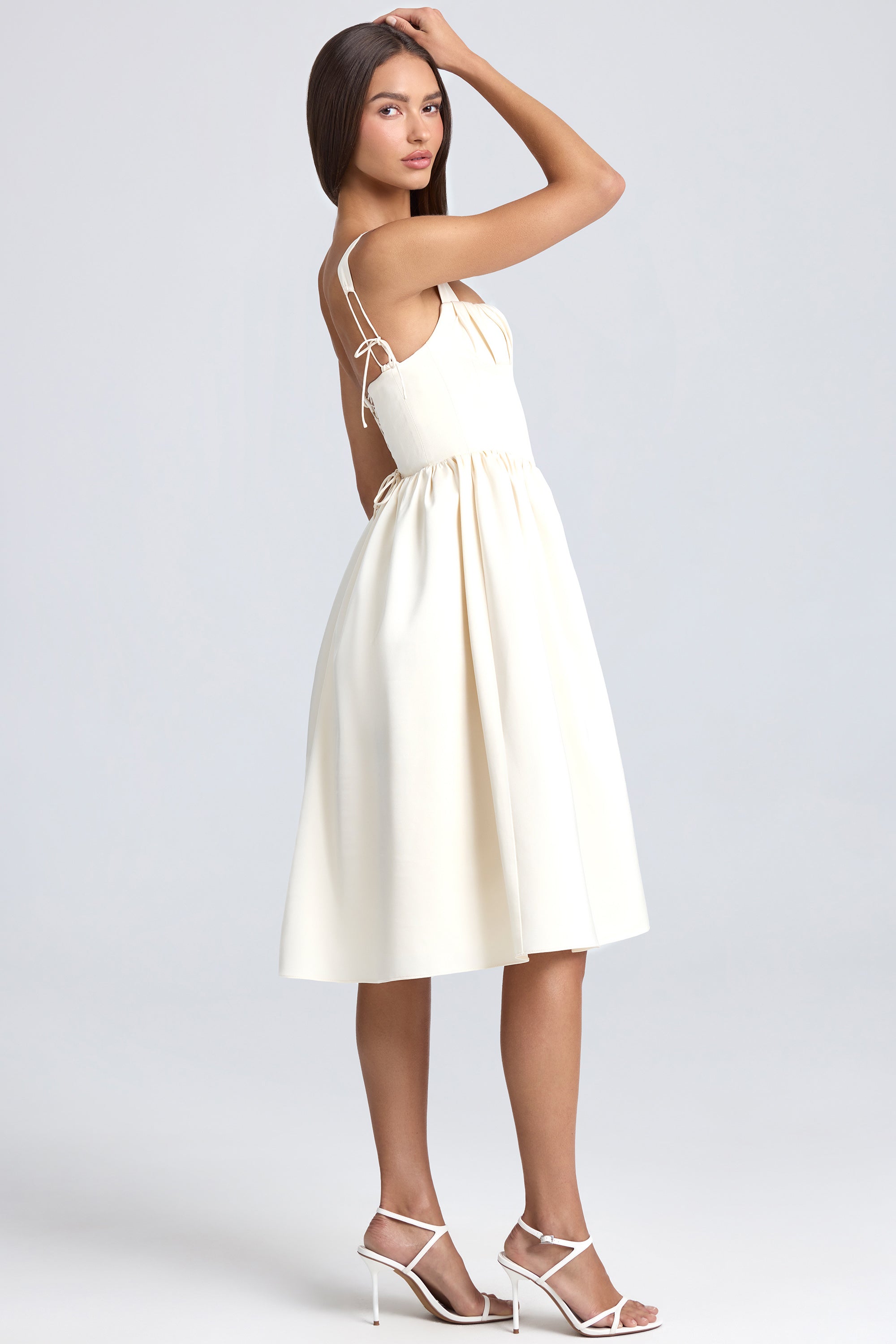 Marguerite Draped Corset Midaxi Dress in Ivory | Oh Polly 8 Marguerite Draped Corset Midaxi Dress in Ivory | Oh Polly 8
