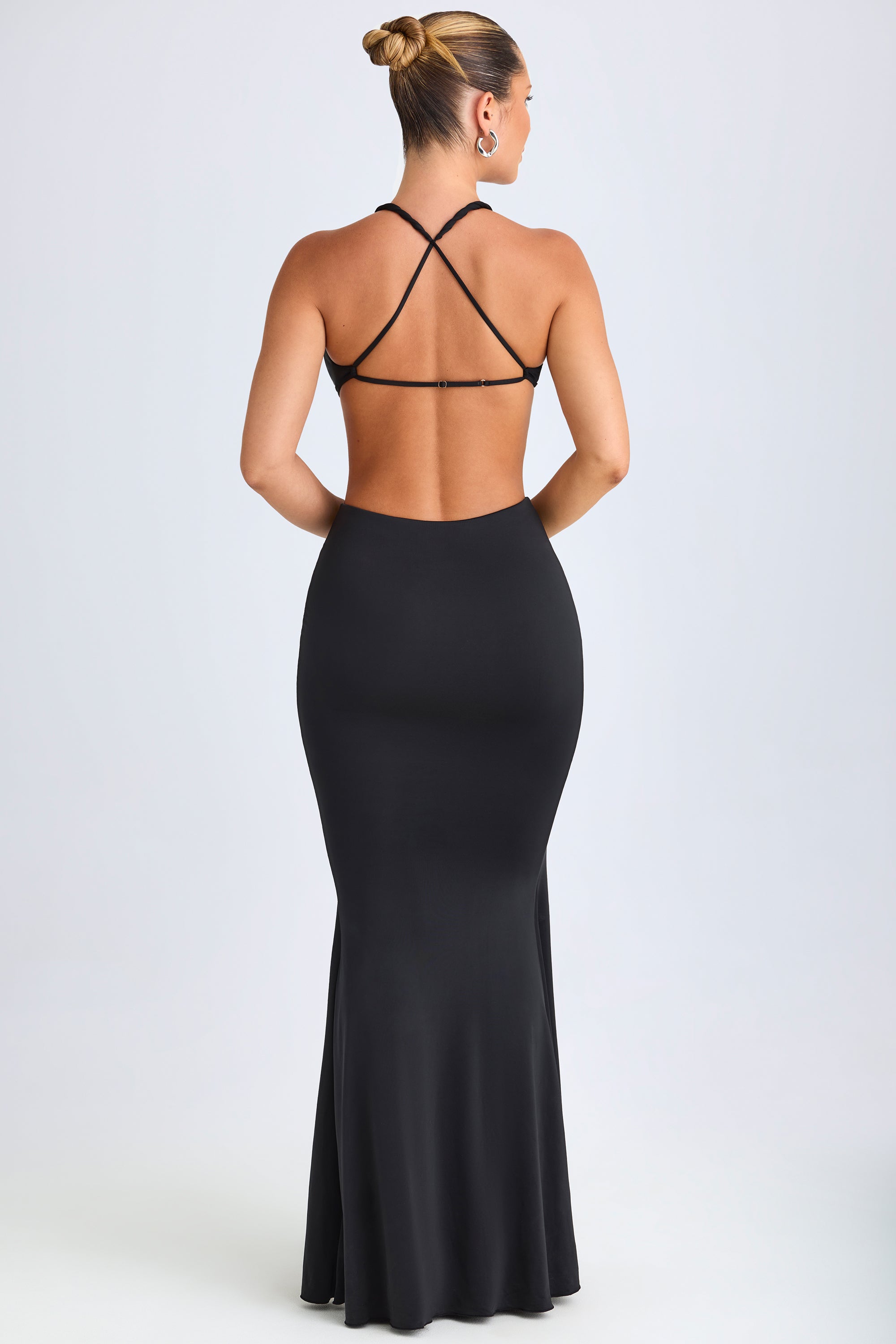 Omarosa Hardware Detail Cut-Out Halterneck Maxi Dress in Black | Oh Polly Omarosa Hardware Detail Cut-Out Halterneck Maxi Dress in Black | Oh Polly