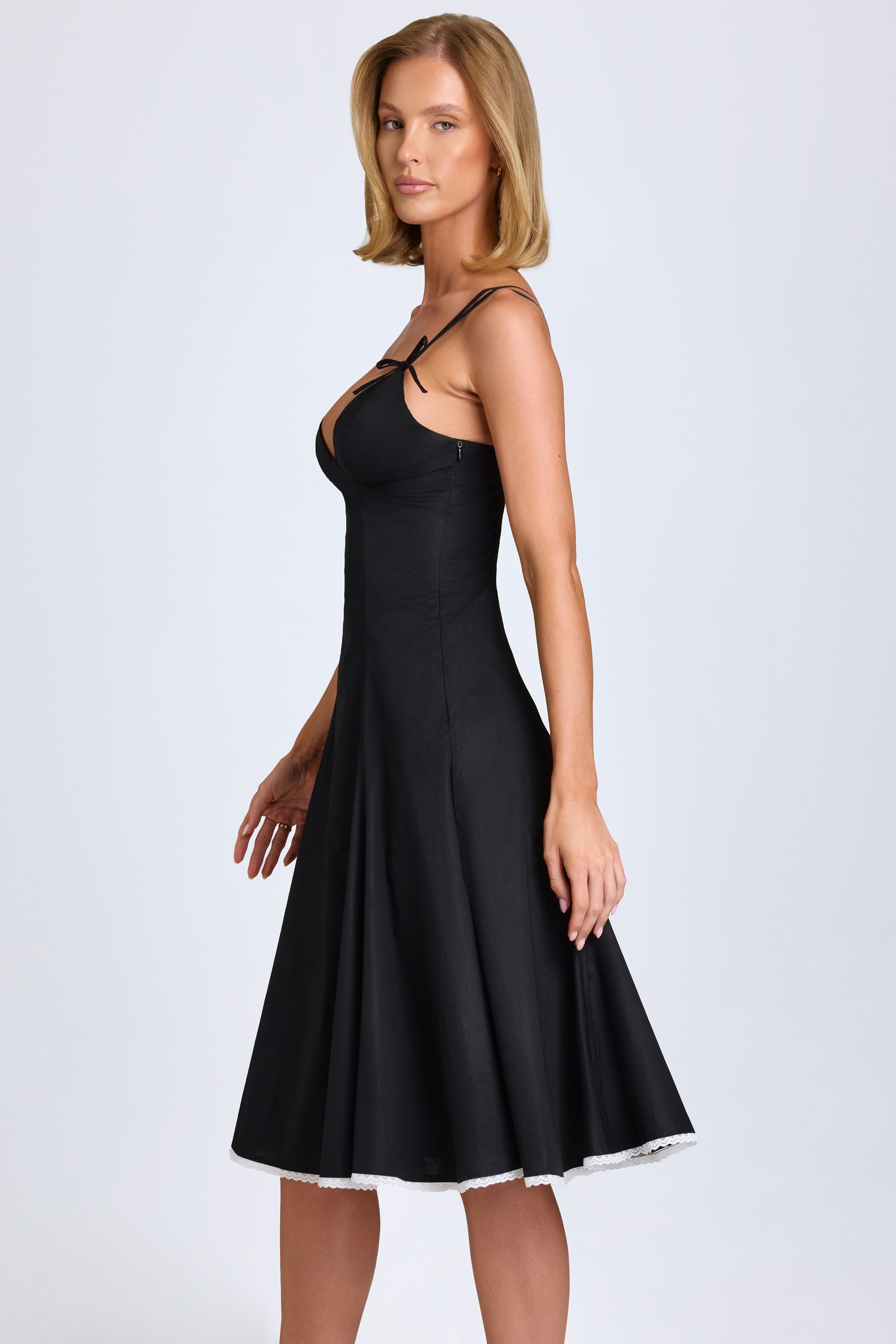 Bow-Detail A-Line Midi Dress in Black - 4 | Oh Polly Bow-Detail A-Line Midi Dress in Black - 4 | Oh Polly