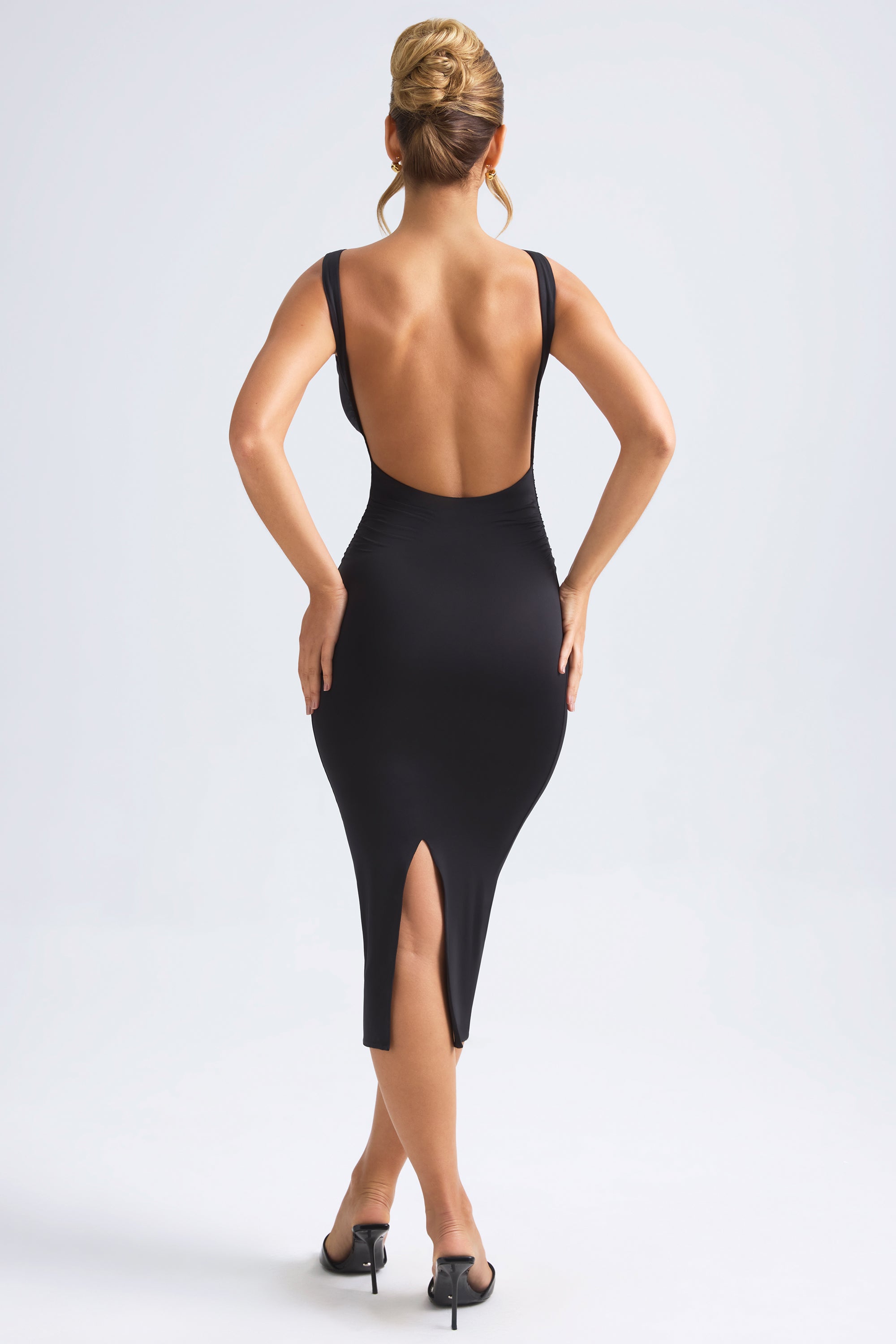 Ruched Open-Back Midaxi Dress in Black - 6 | Oh Polly Ruched Open-Back Midaxi Dress in Black - 6 | Oh Polly