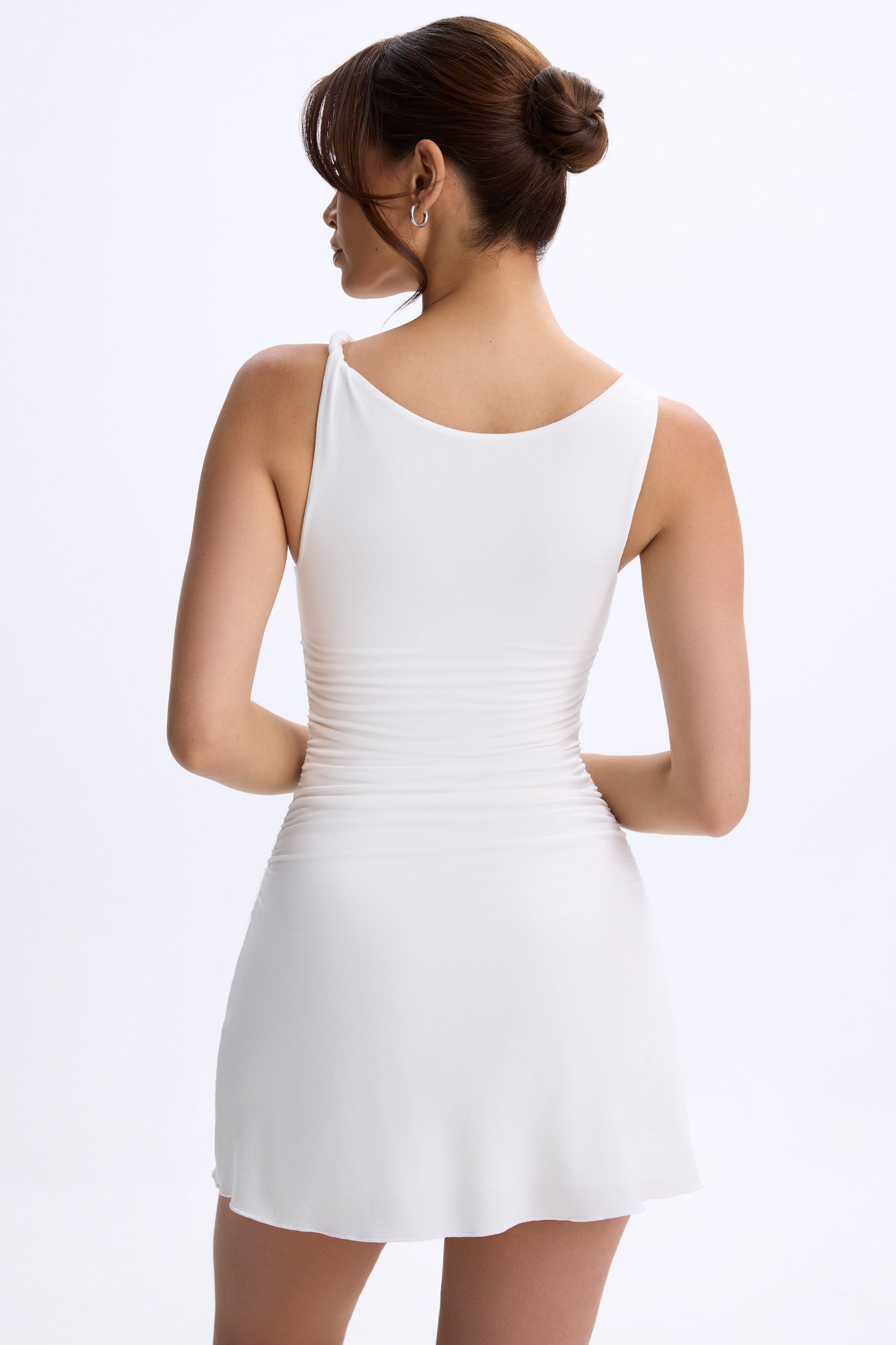 Ruched A-Line Micro Mini Dress in White | Oh Polly XL Ruched A-Line Micro Mini Dress in White | Oh Polly XL