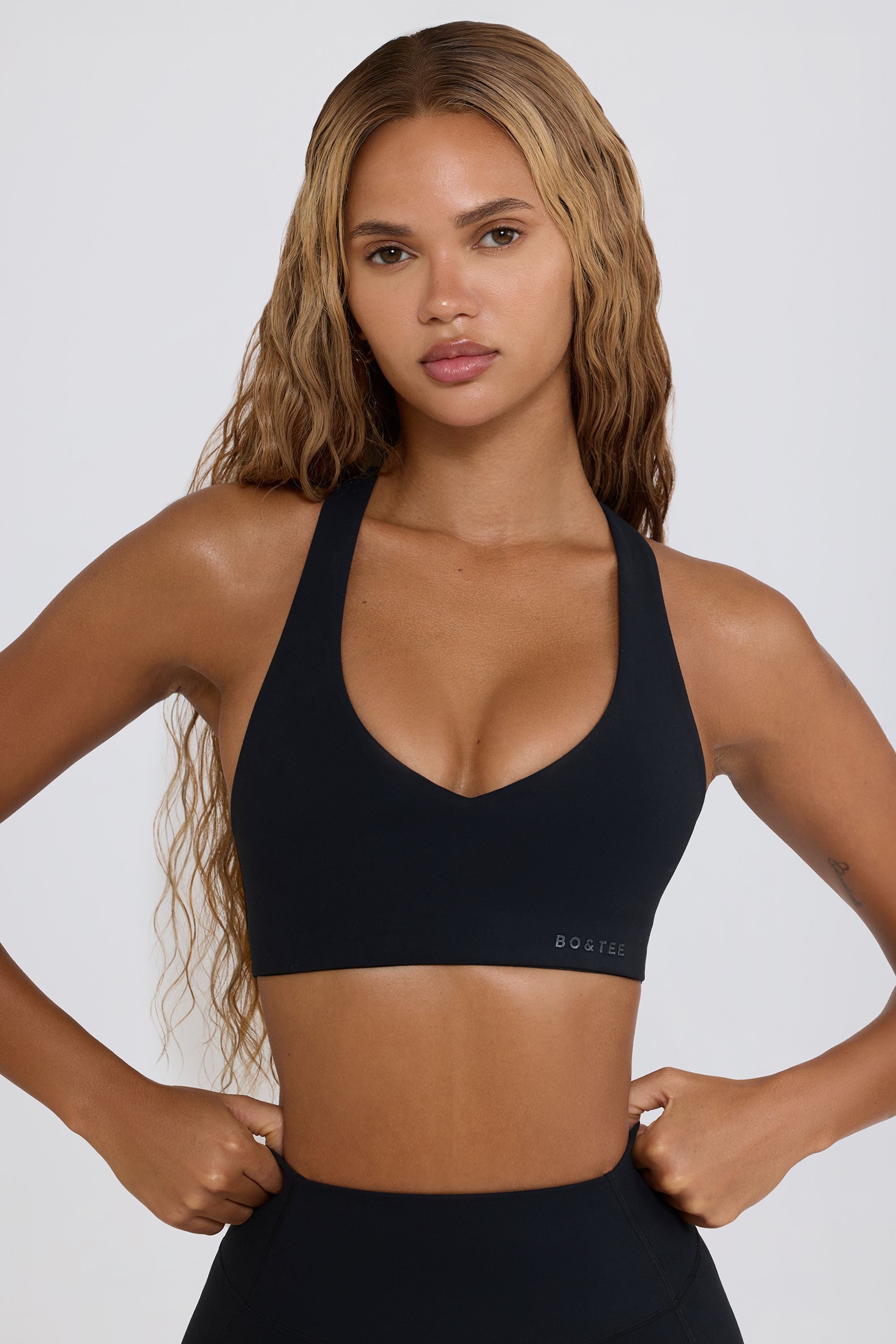 bra for v neck dress Soft Active V-Neck Sports Bra in Black