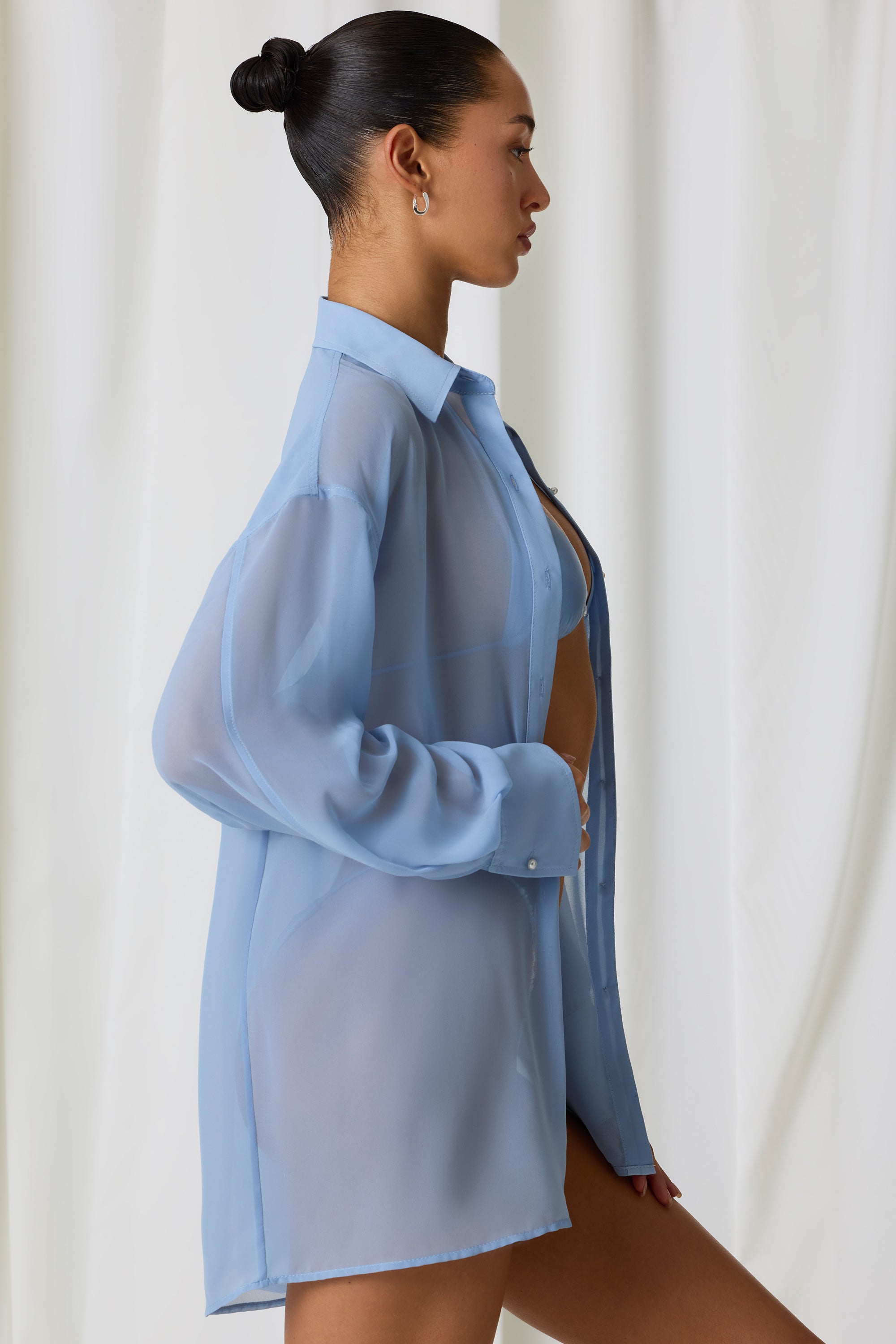 Sky Blue Cotton Oversized Shirt