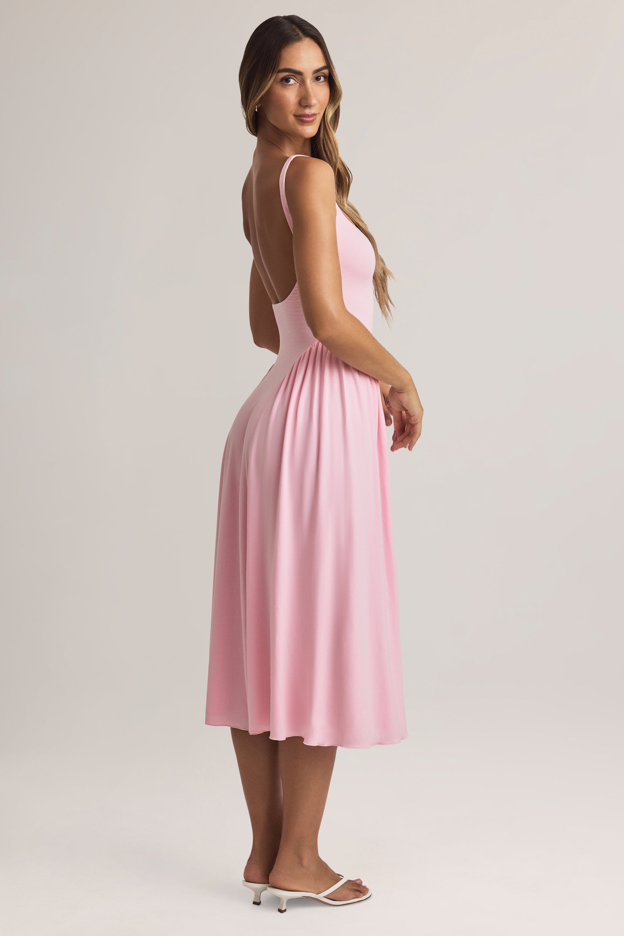 Aireen Modal A-Line Midaxi Dress in Pastel Pink | Oh Polly