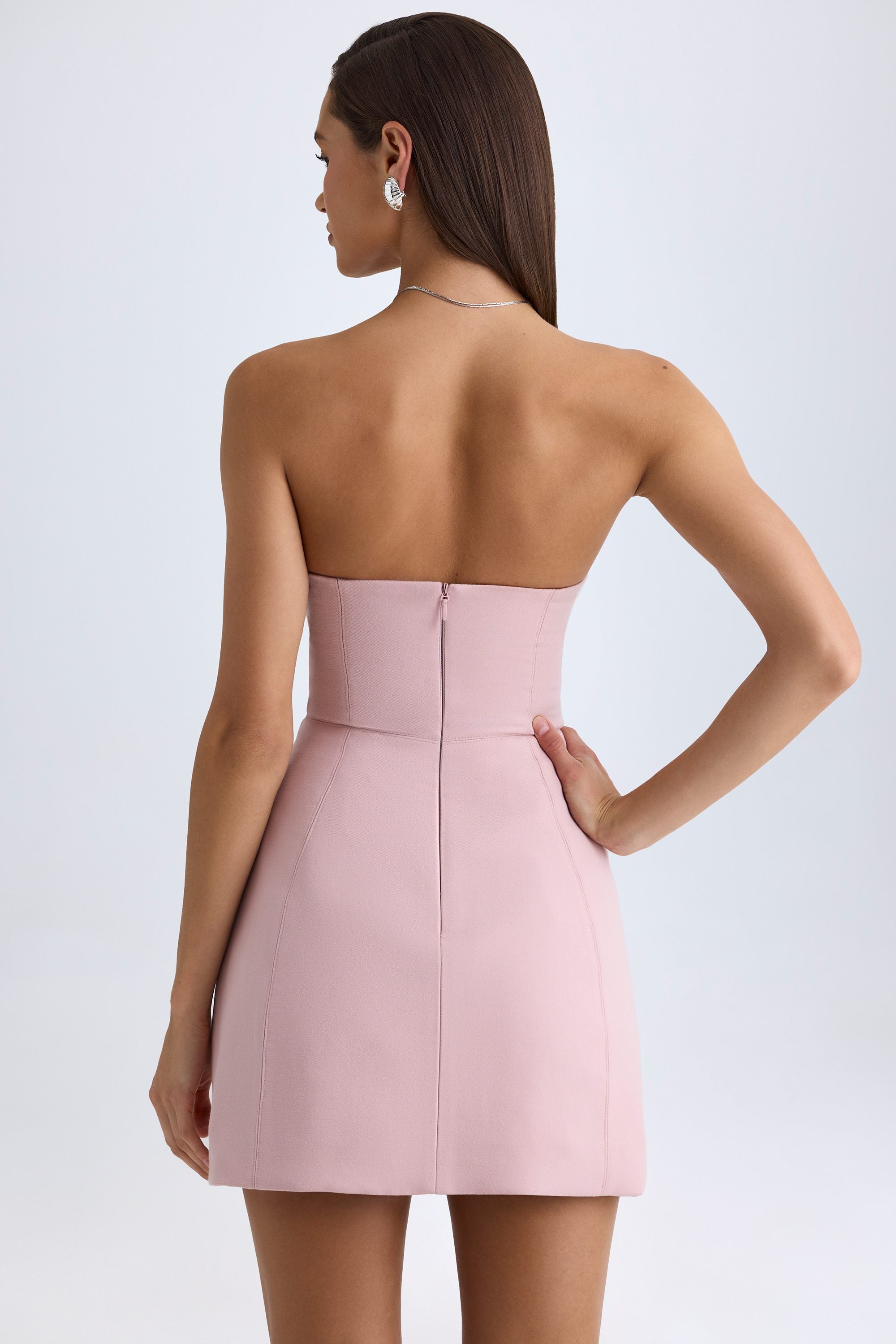 Strapless Structured Tulip Mini Dress in Pink Mauve - 4 / Regular | Oh Polly Strapless Structured Tulip Mini Dress in Pink Mauve - 4 / Regular | Oh Polly