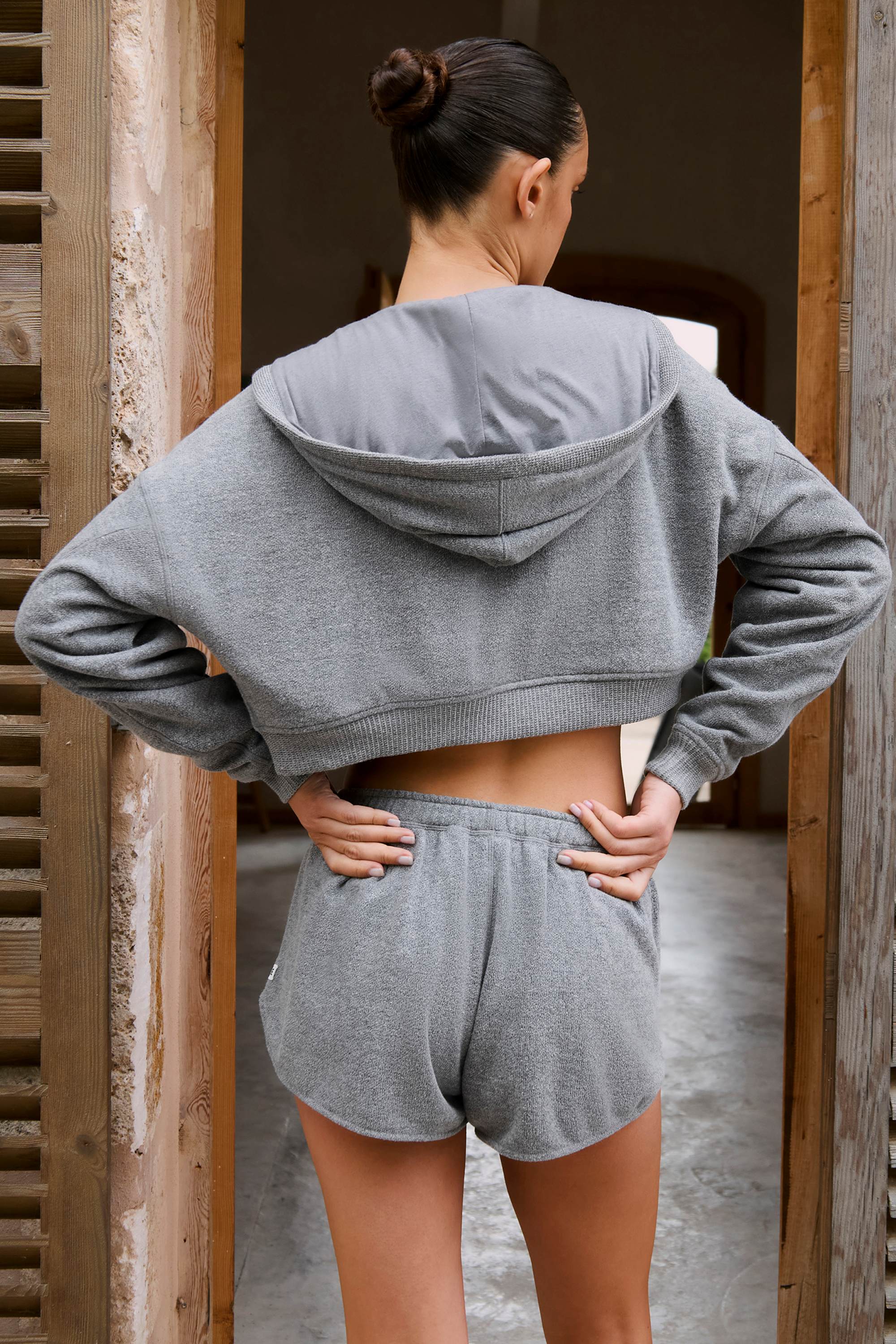 Cropped Zip-Up Hoodie in Dark Grey | Oh Polly