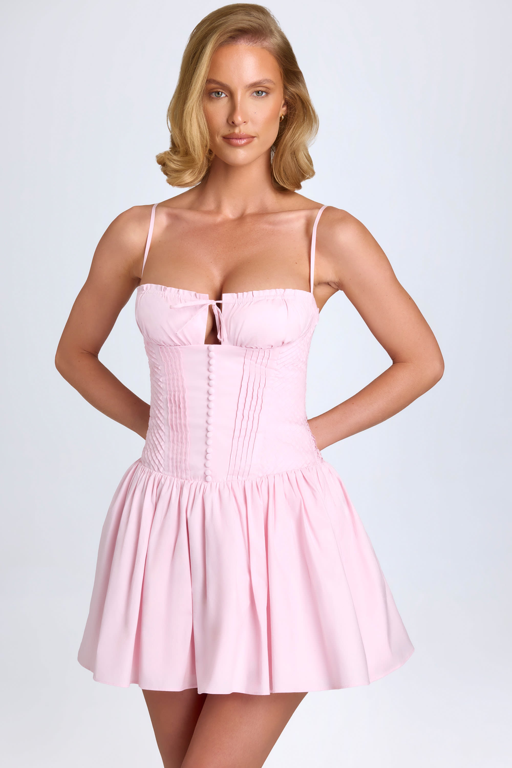 Dorothea Pintucked Shirred Mini Dress in Blush | Oh Polly 8 Dorothea Pintucked Shirred Mini Dress in Blush | Oh Polly 8