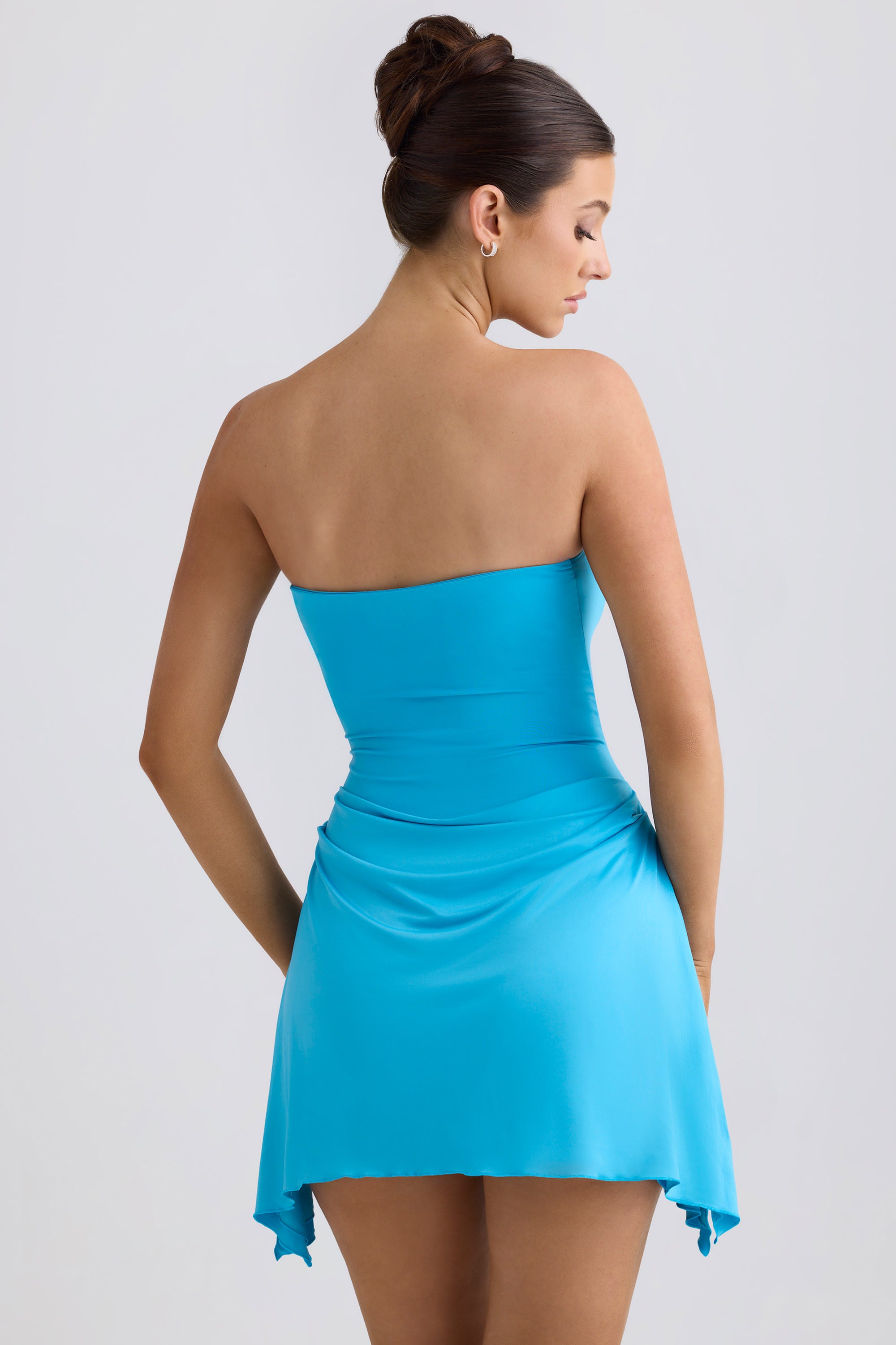 blue dress for baby girl Slinky Jersey Draped A-Line Mini Dress in Aqua Blue - Xs