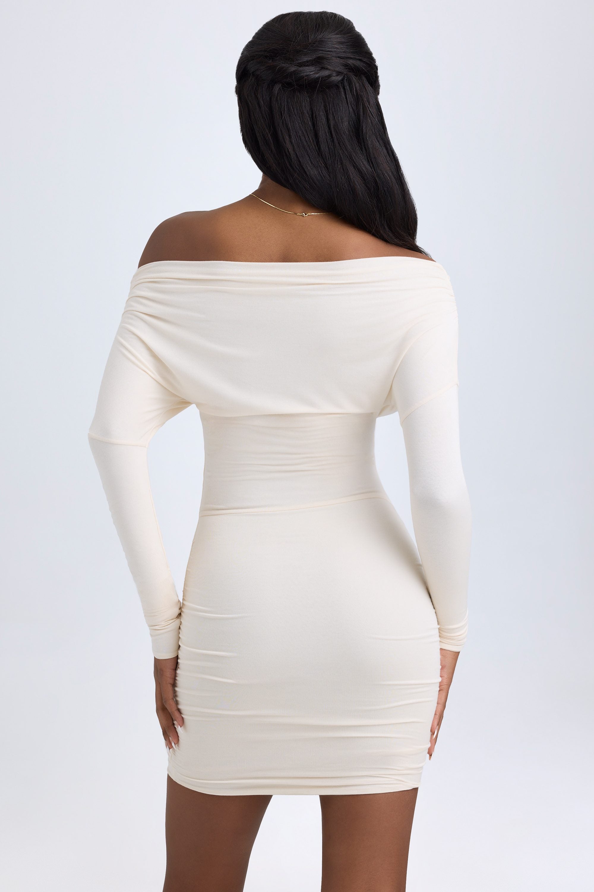 Green Halter Off-Shoulder Ruched Mini Dress for Club & Party main image 1