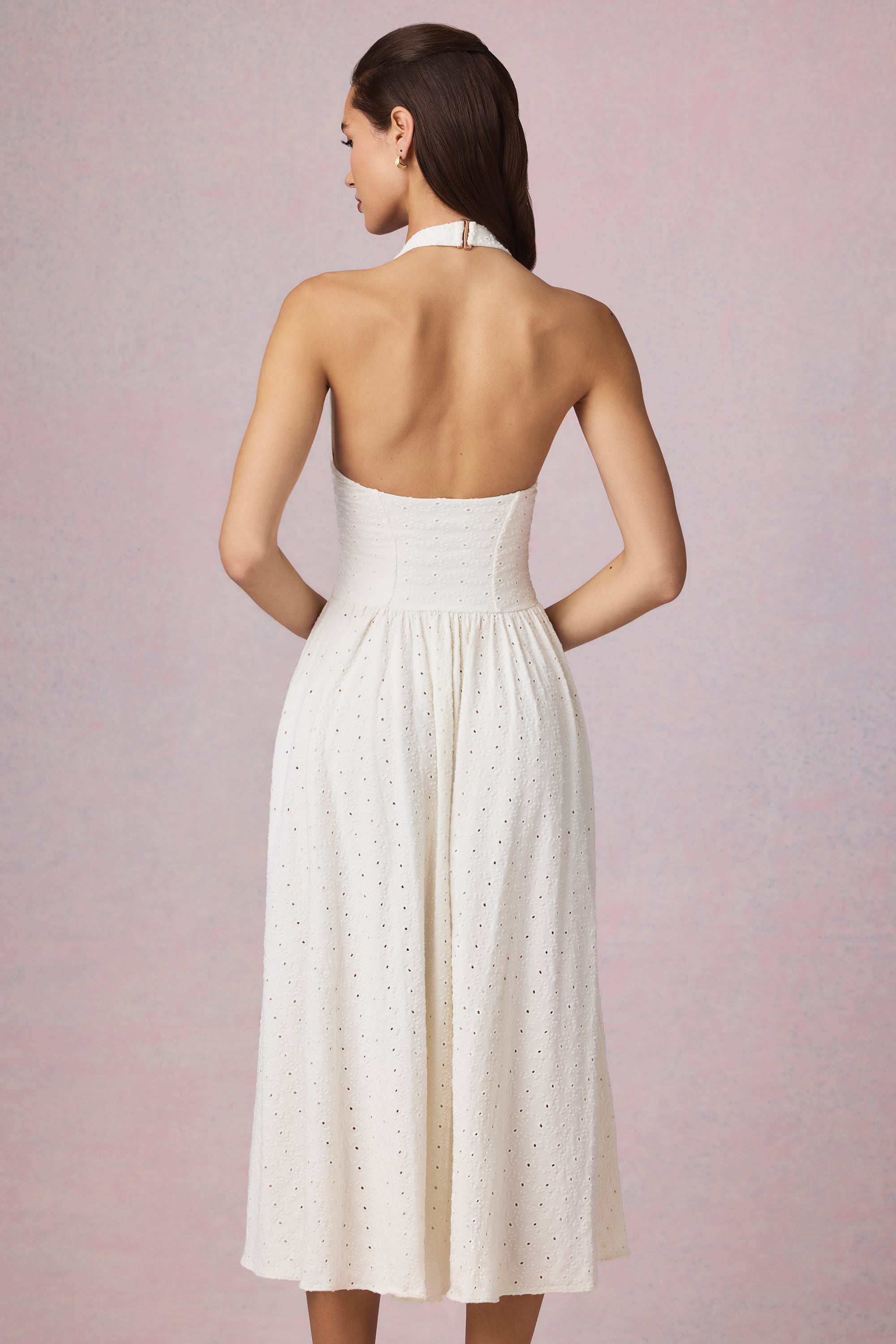 halterneck ruffle-appliqu midaxi dress in ivory Halterneck ruffle appliqu midaxi dress in ivorySOLD