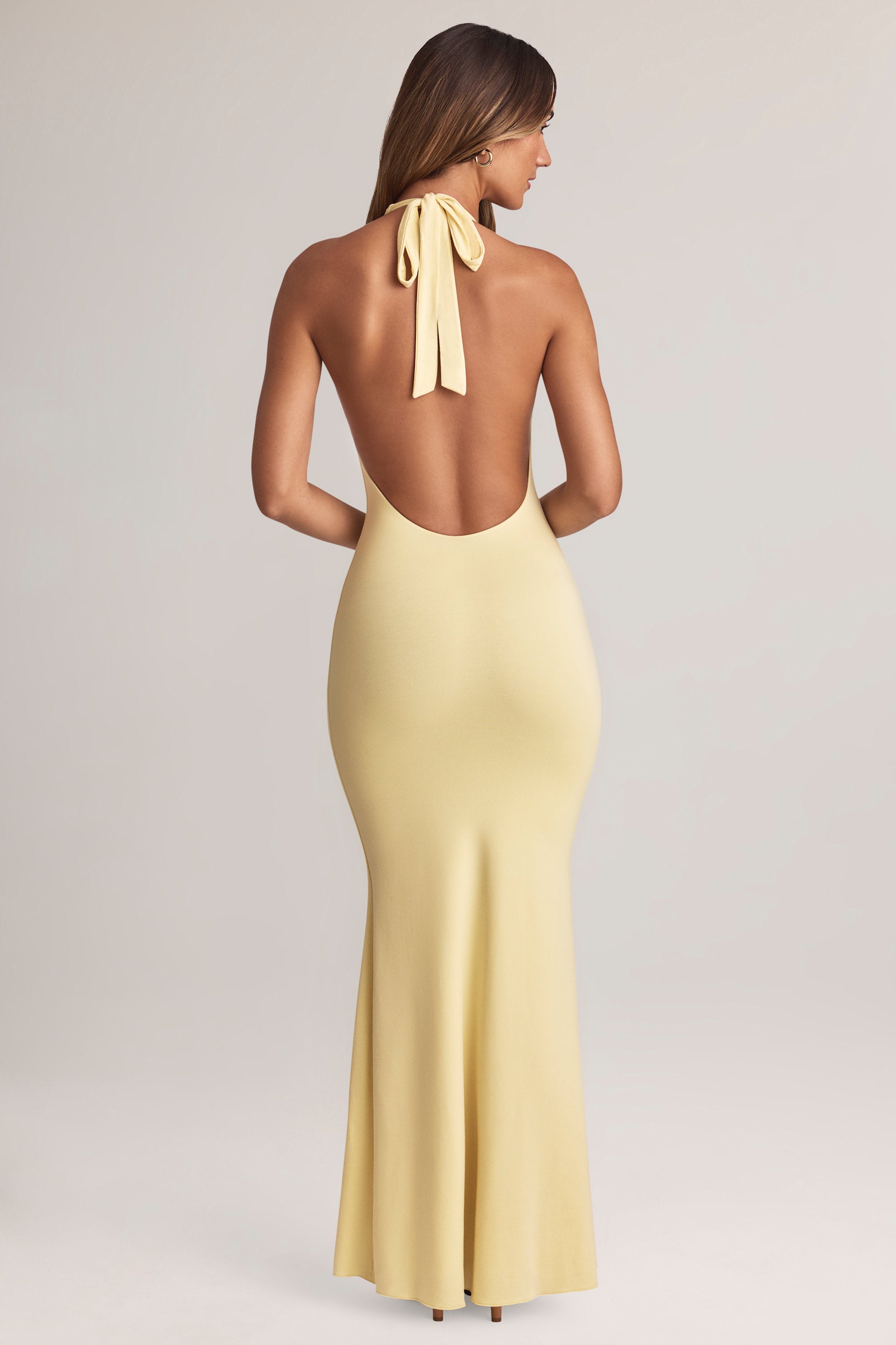 hallie mesh dress Modal Halterneck Maxi Dress in Lemon Sherbet - M