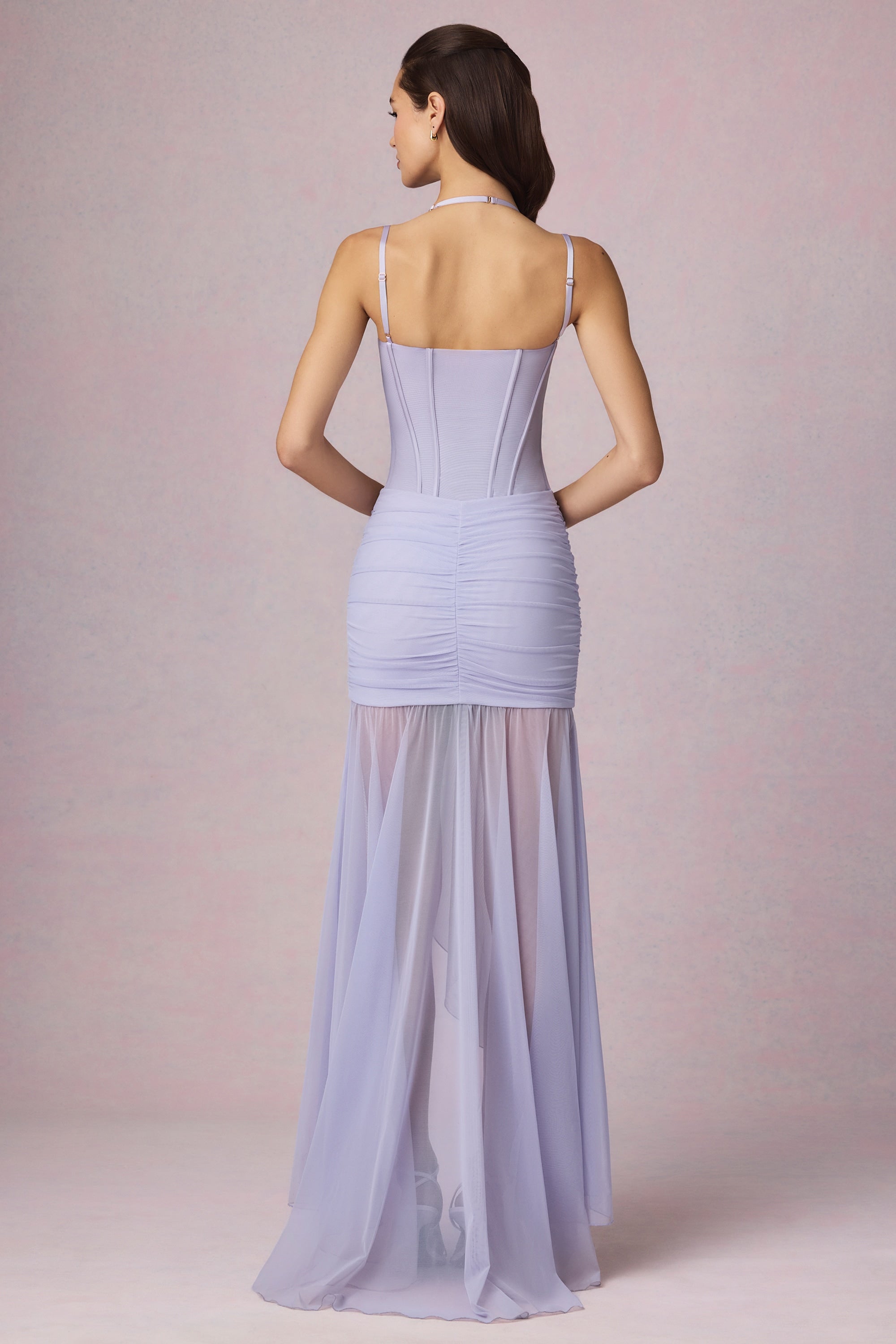 oh polly purple dress Ruched Asymmetric Corset Gown in Lilac - 10 / Regular